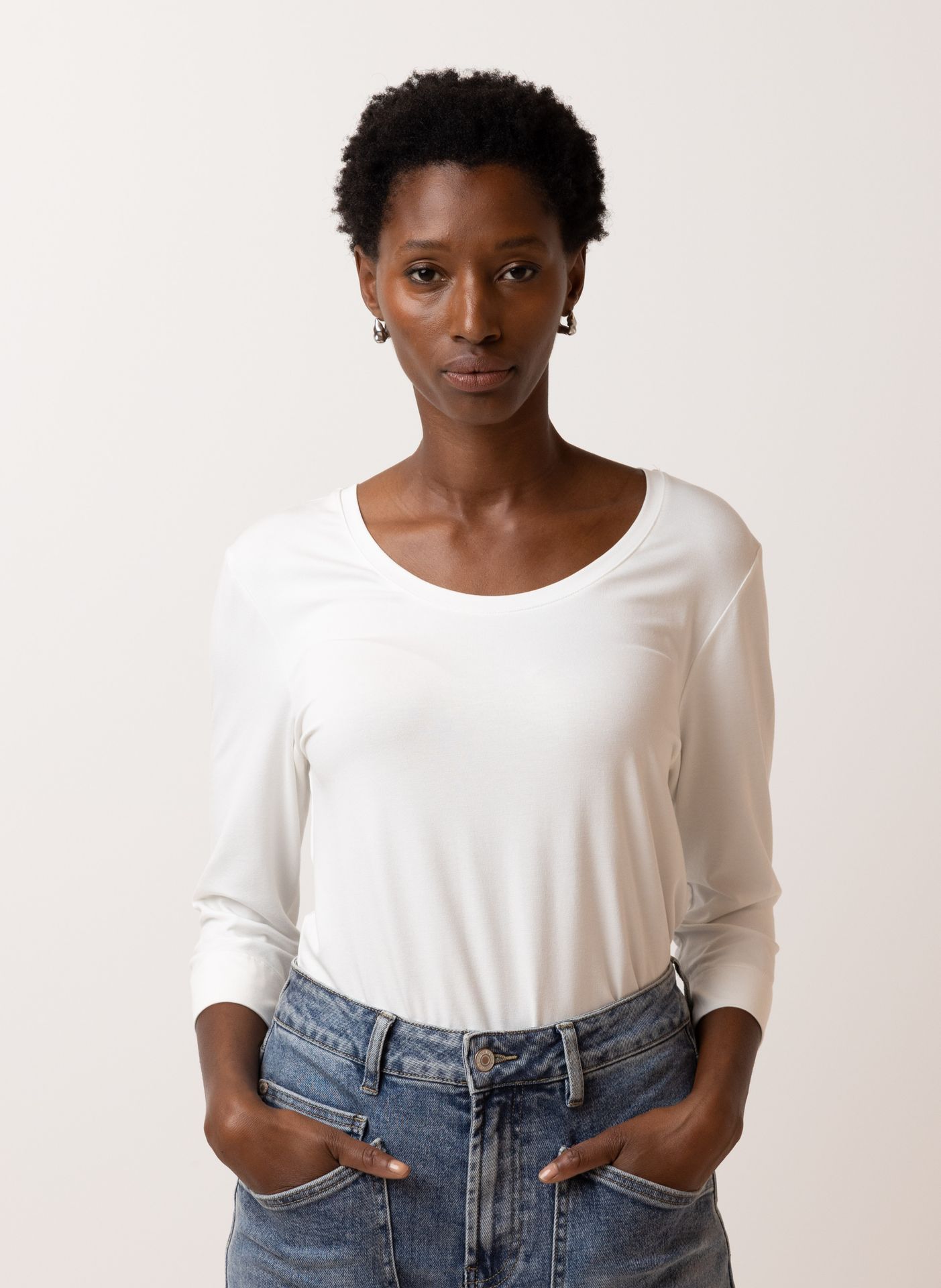 Norah Off-white shirt met stretch off-white 217372-101-38