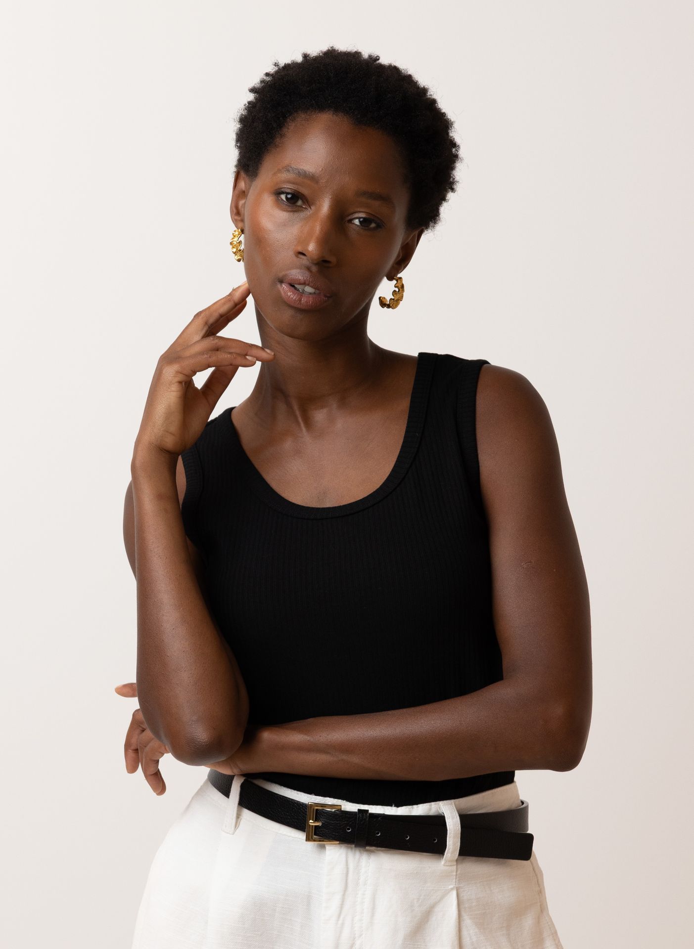 Norah Zwarte top met ribstructuur black 217379-001-42