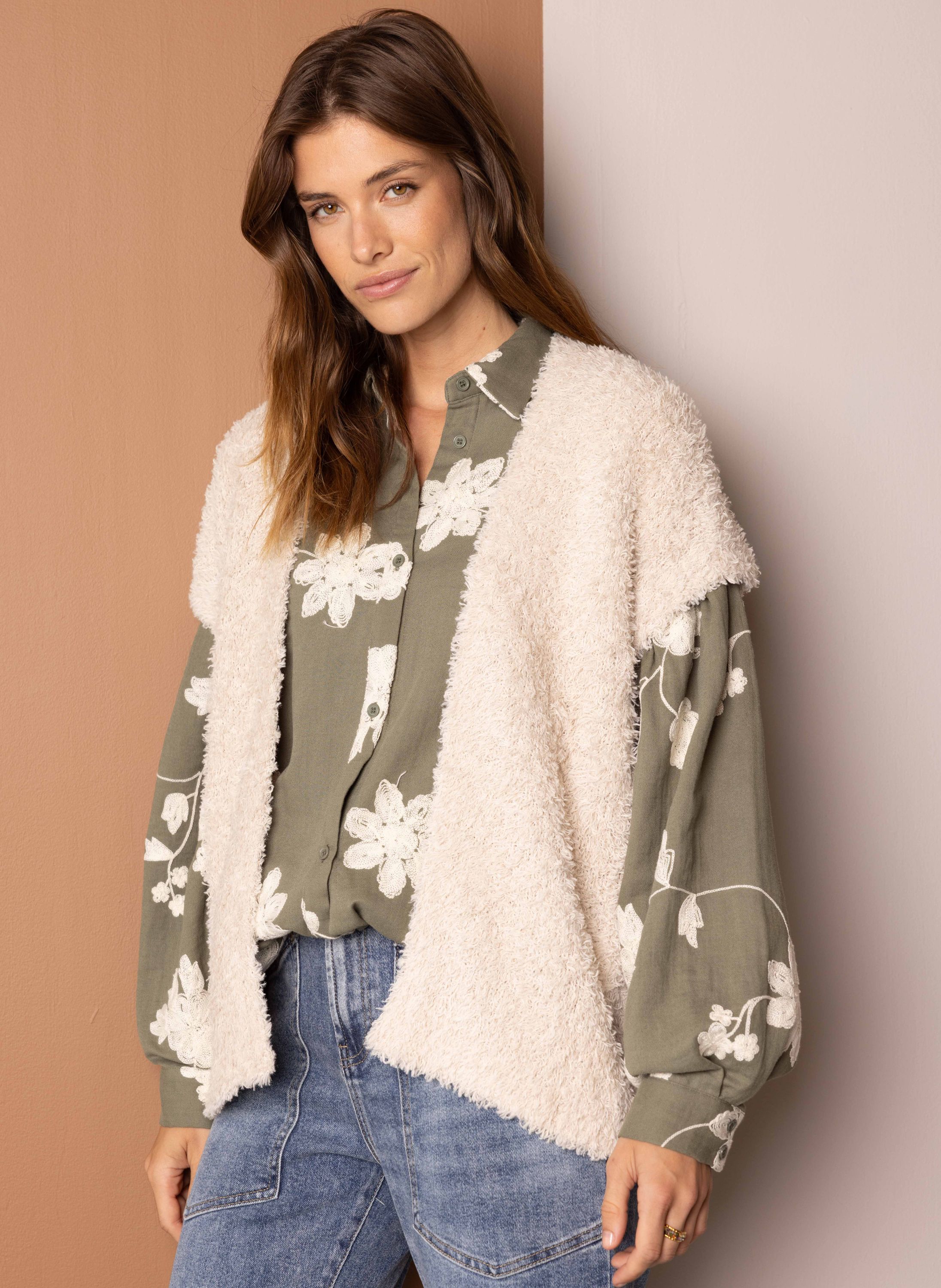 Norah Zandkleurig gebreid gilet sand 217388-110-36