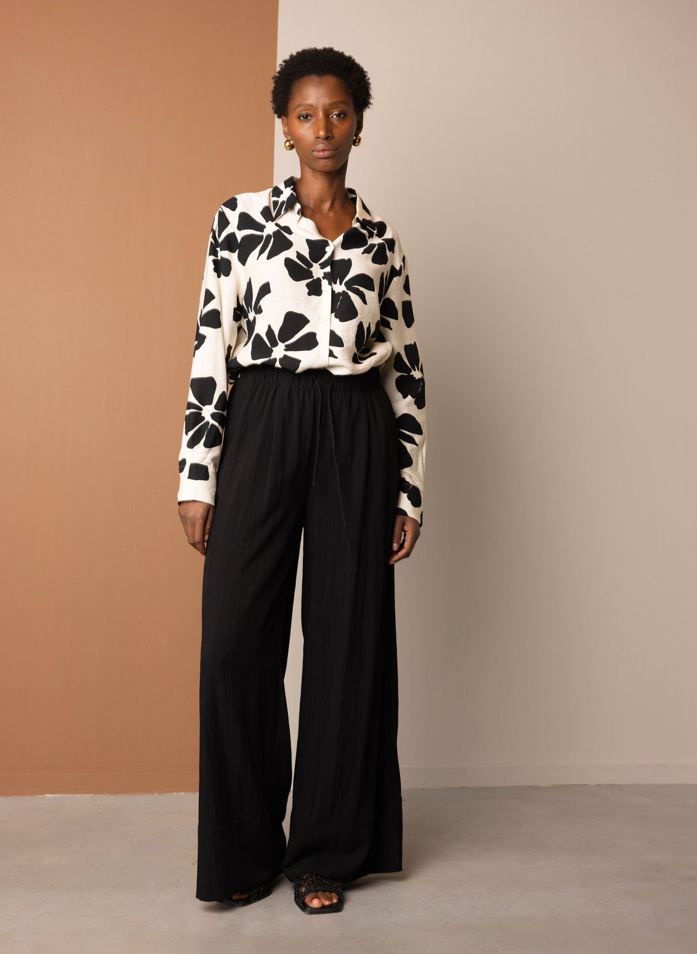 Norah Ecru blouse met grafische print ecru/black 217389-170-34