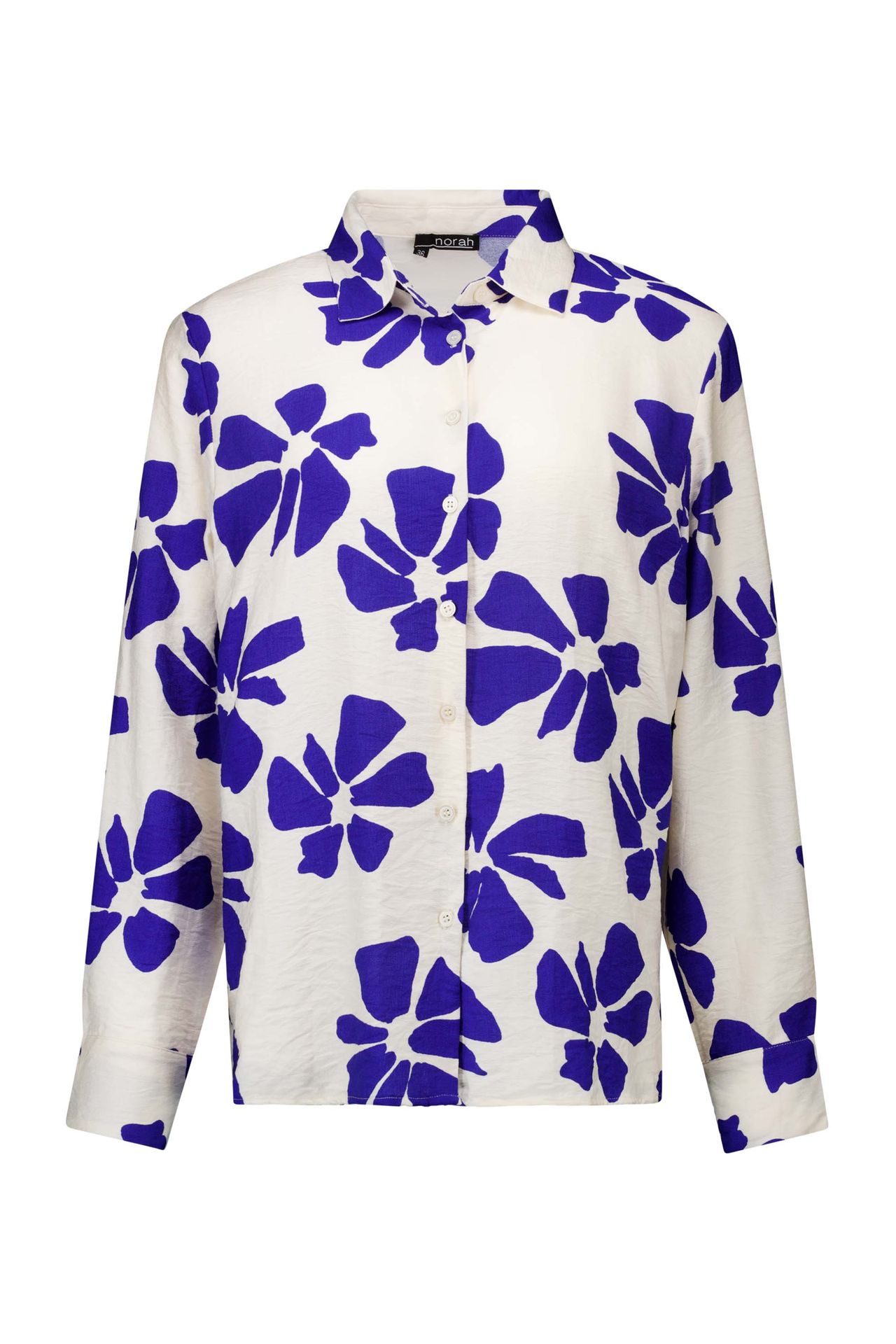 Norah Ecru blouse met bloemendessin ecru/blue 217389-174-34
