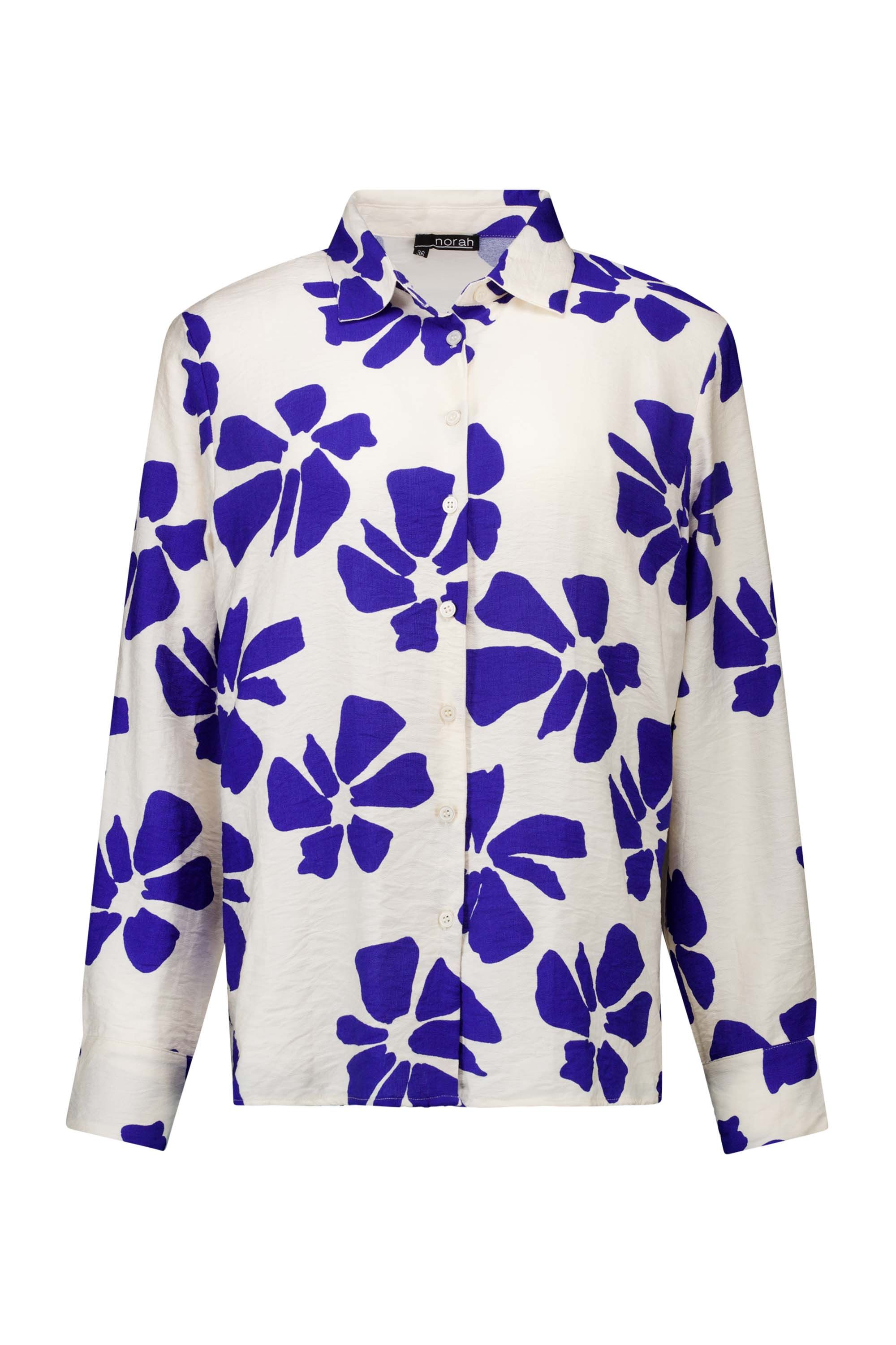 Norah Ecru blouse met bloemendessin ecru/blue 217389-174-48