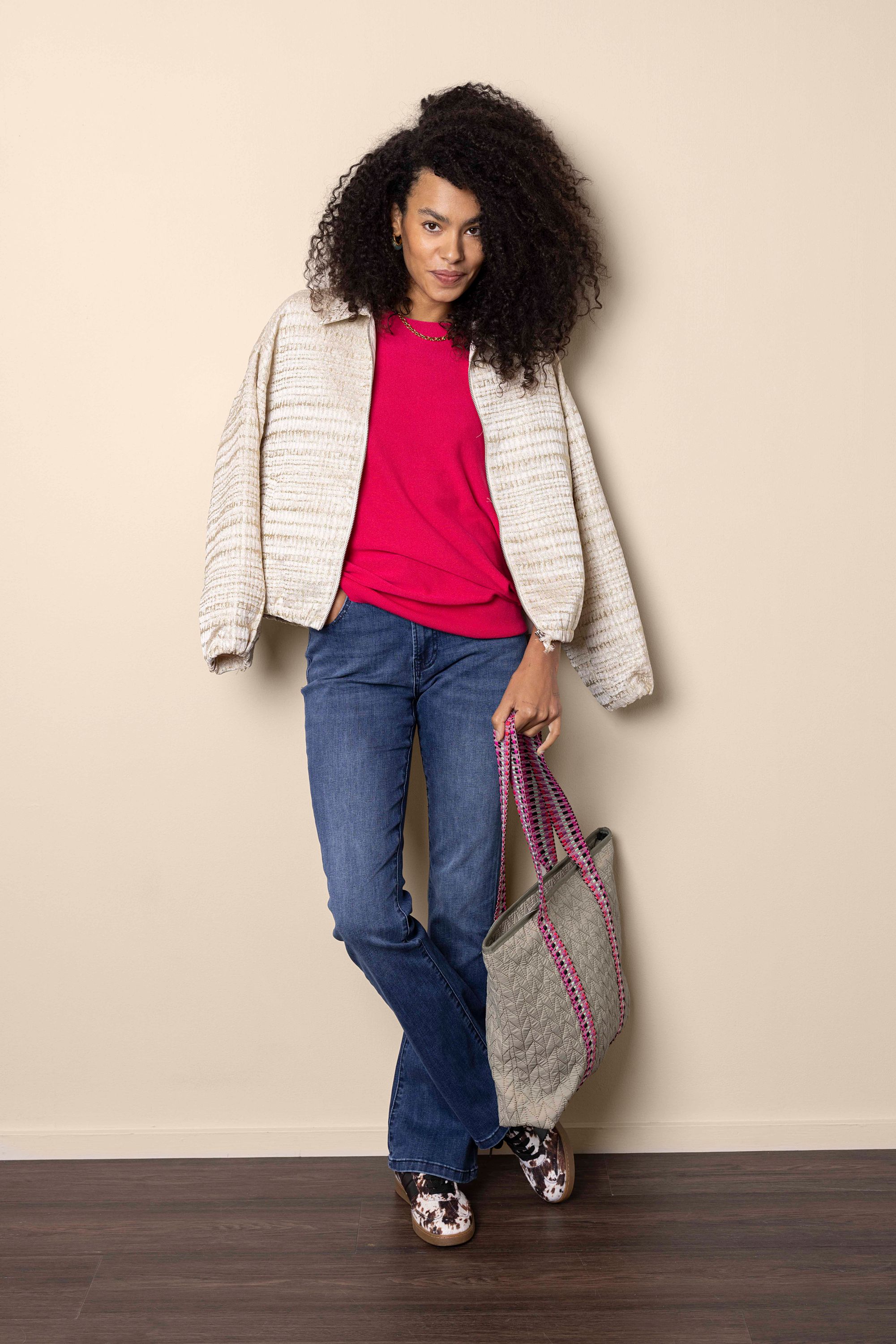 Norah Groene tas met stikselpatroon en geweven hengsels multicolor 217391-002-ONE