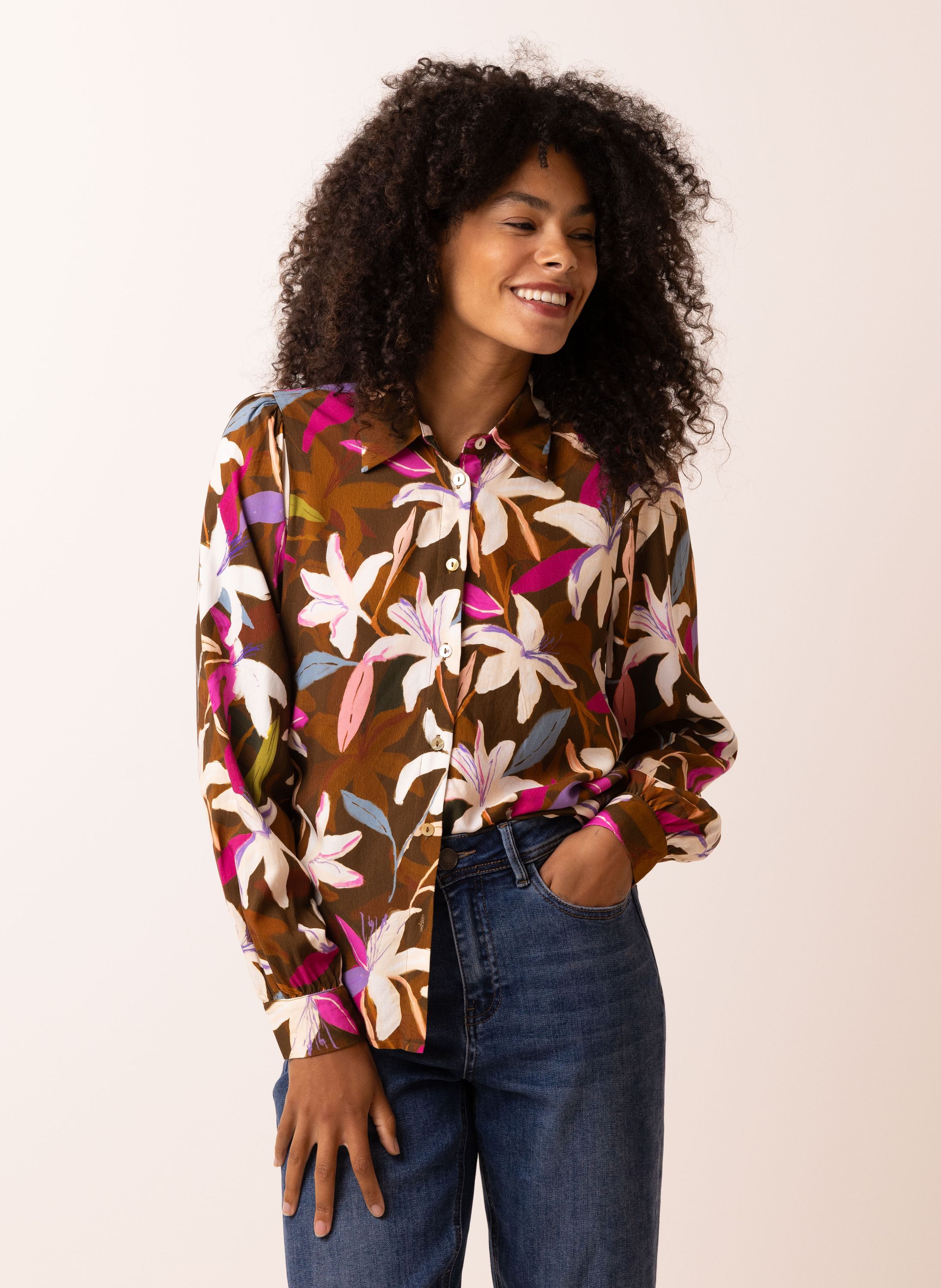 Norah Kleurrijke blouse met lelie's multicolor 217400-002-48