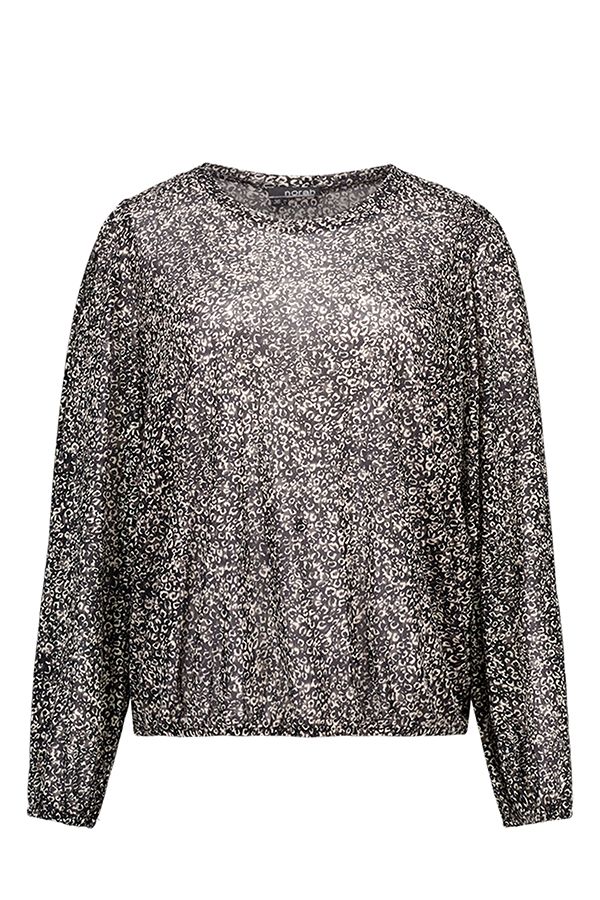 Norah Zwart mesh shirt met panterprint multicolor 217424-002-34
