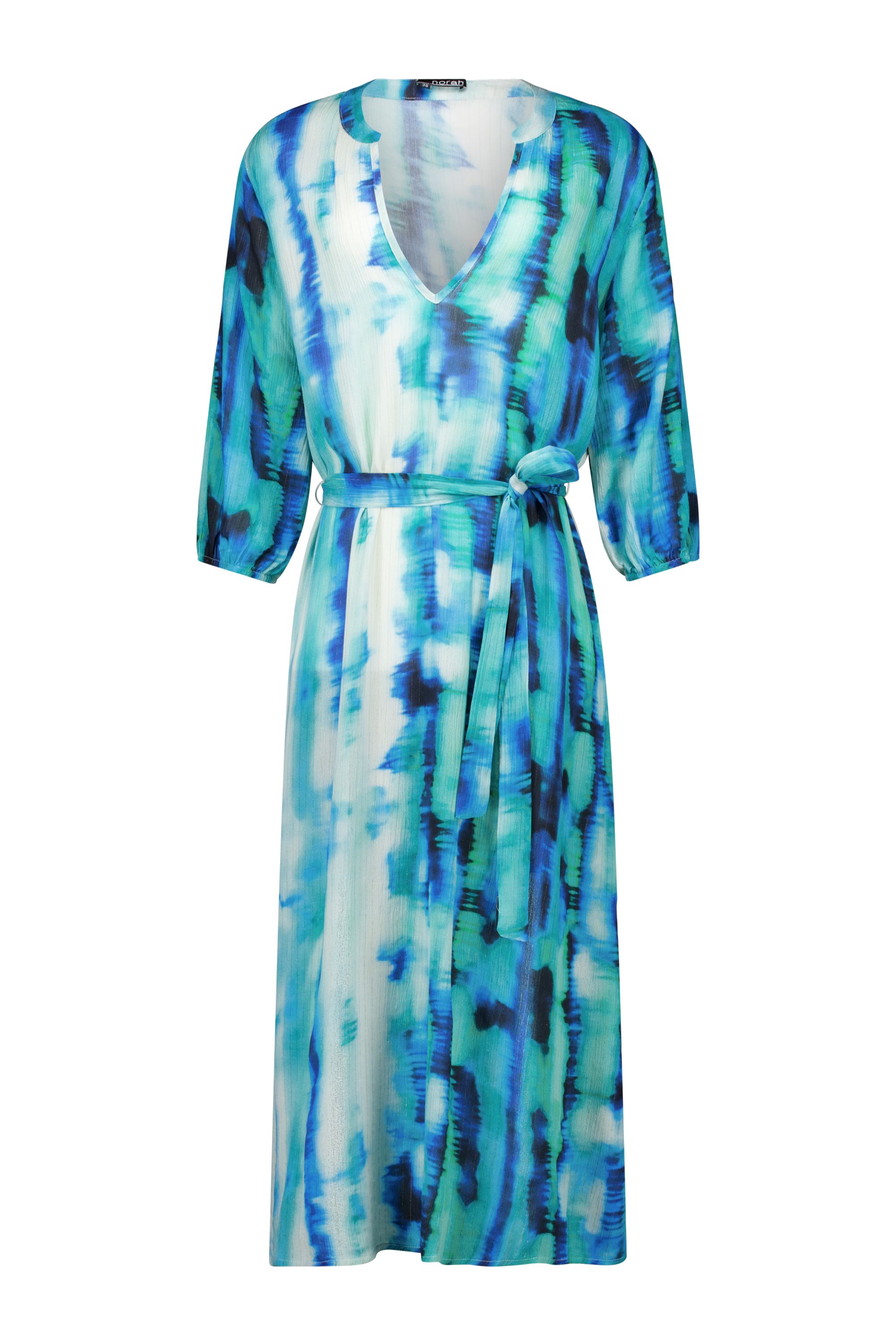 Norah Blauwe maxi jurk met lurex blue multicolor 217425-420-34