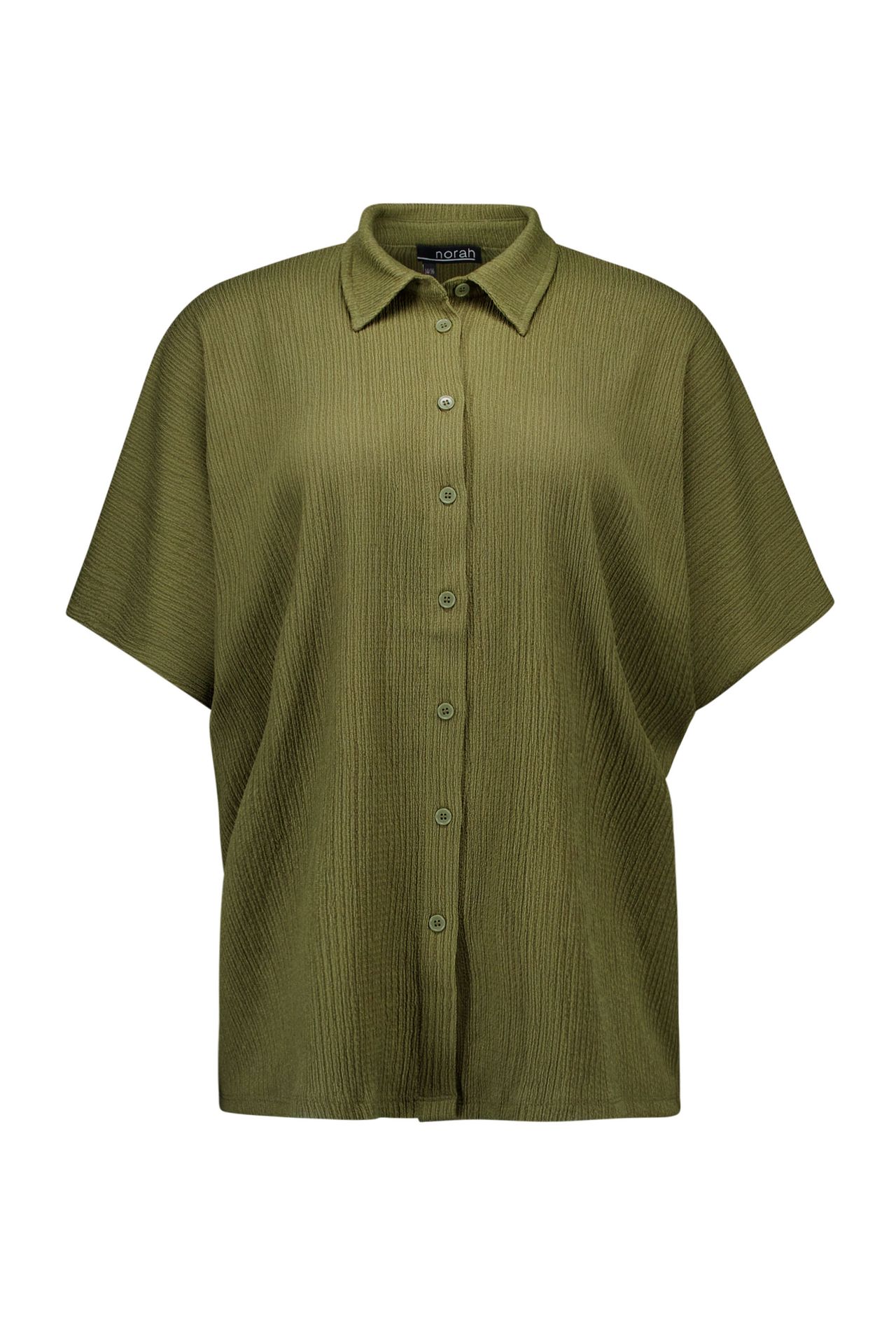 Norah Donkergroene blouse met klassieke kraag army green 217432-595-38-40