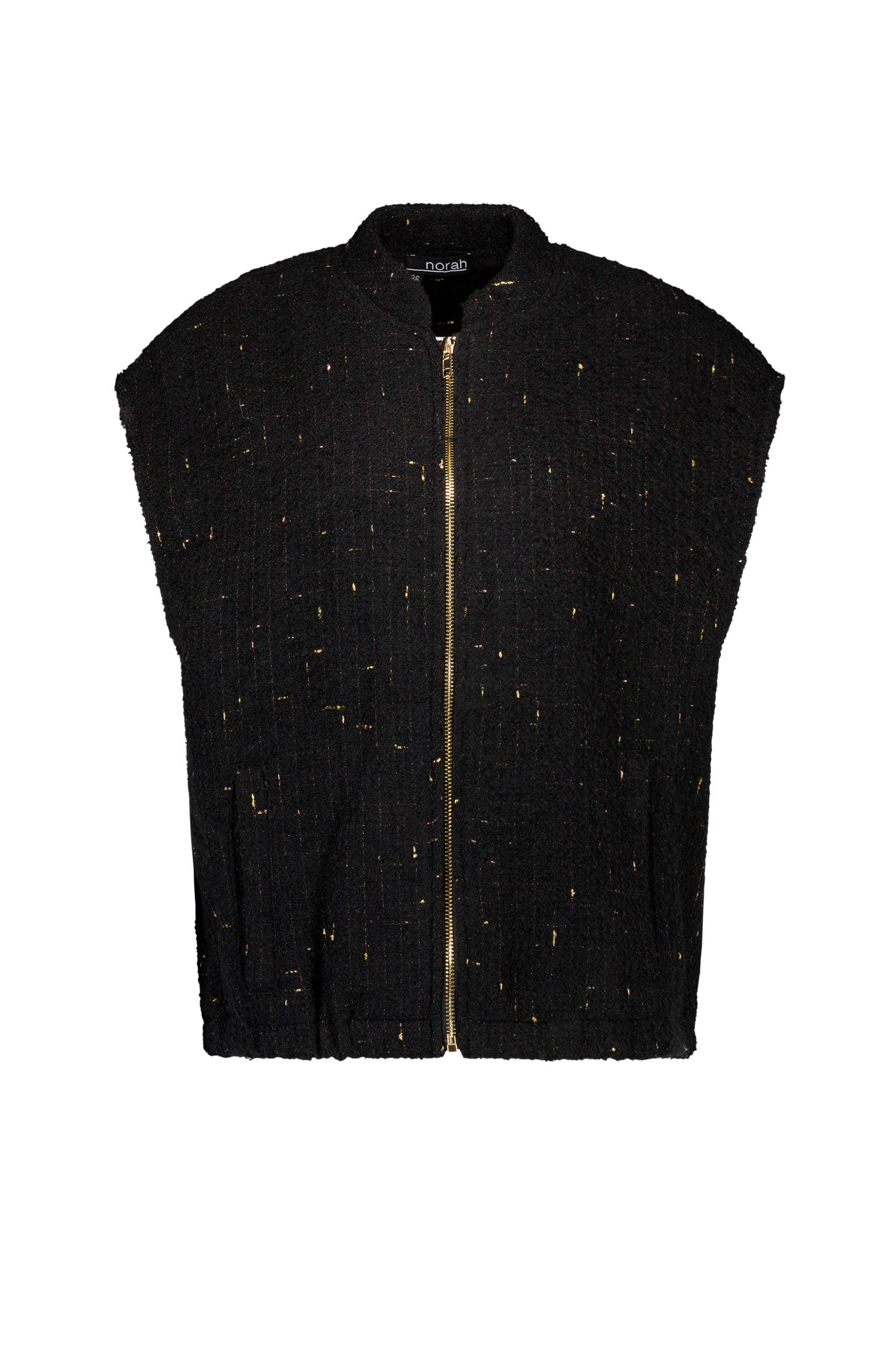 Norah Zwart gilet met goudkleurige details black/gold 217437-044-36