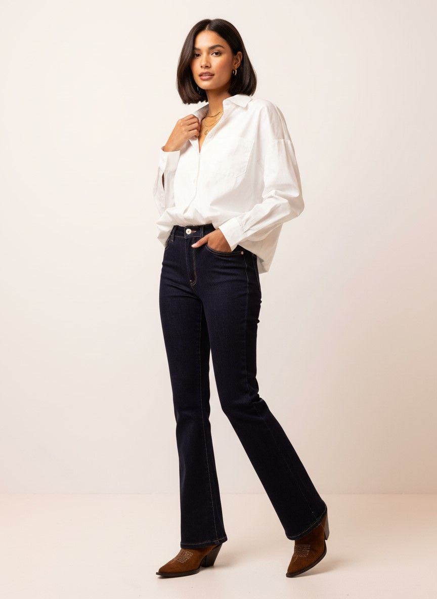 Norah Flora jeans | Flared | Diepblauw | L30 indigo denim 217456-484-46