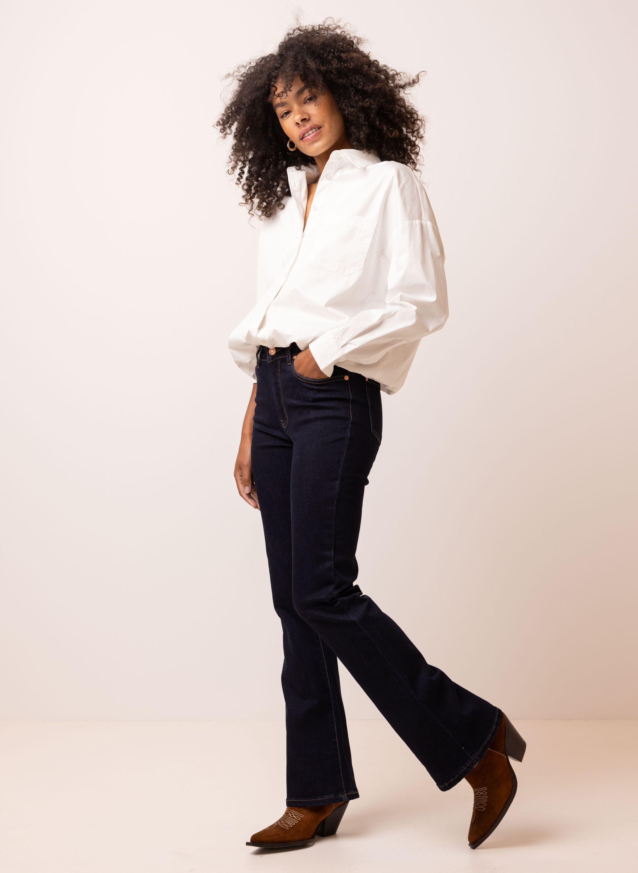 Norah Flora jeans | Flared | Diepblauw | L32 indigo denim 217457-484-44