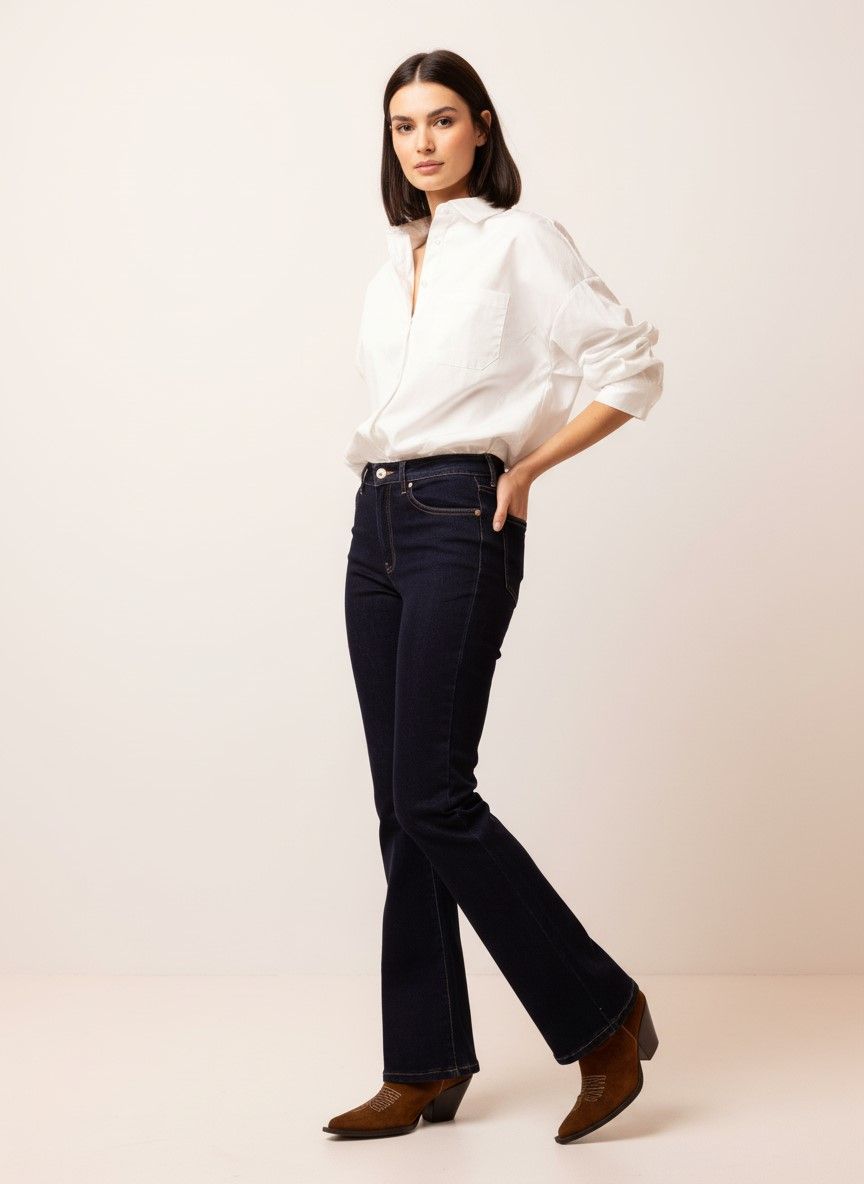 Norah Flora jeans | Flared | Diepblauw | L34 indigo denim 217458-484-34