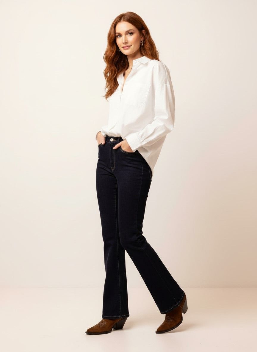 Norah Flora jeans | Flared | Diepblauw | L36 indigo denim 217459-484-46