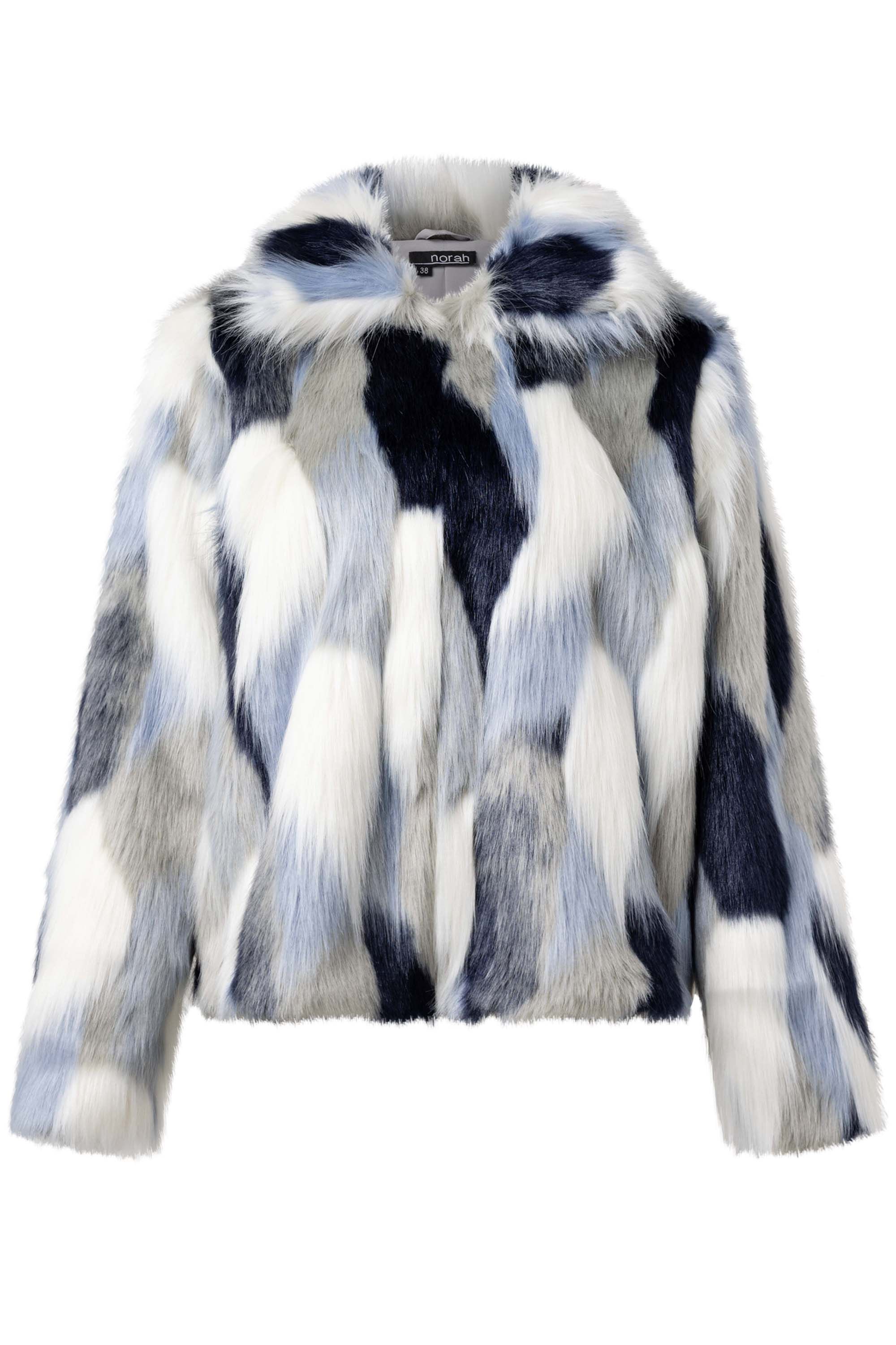Norah Blauw jasje van imitatiebont blue multicolor 217463-420-34