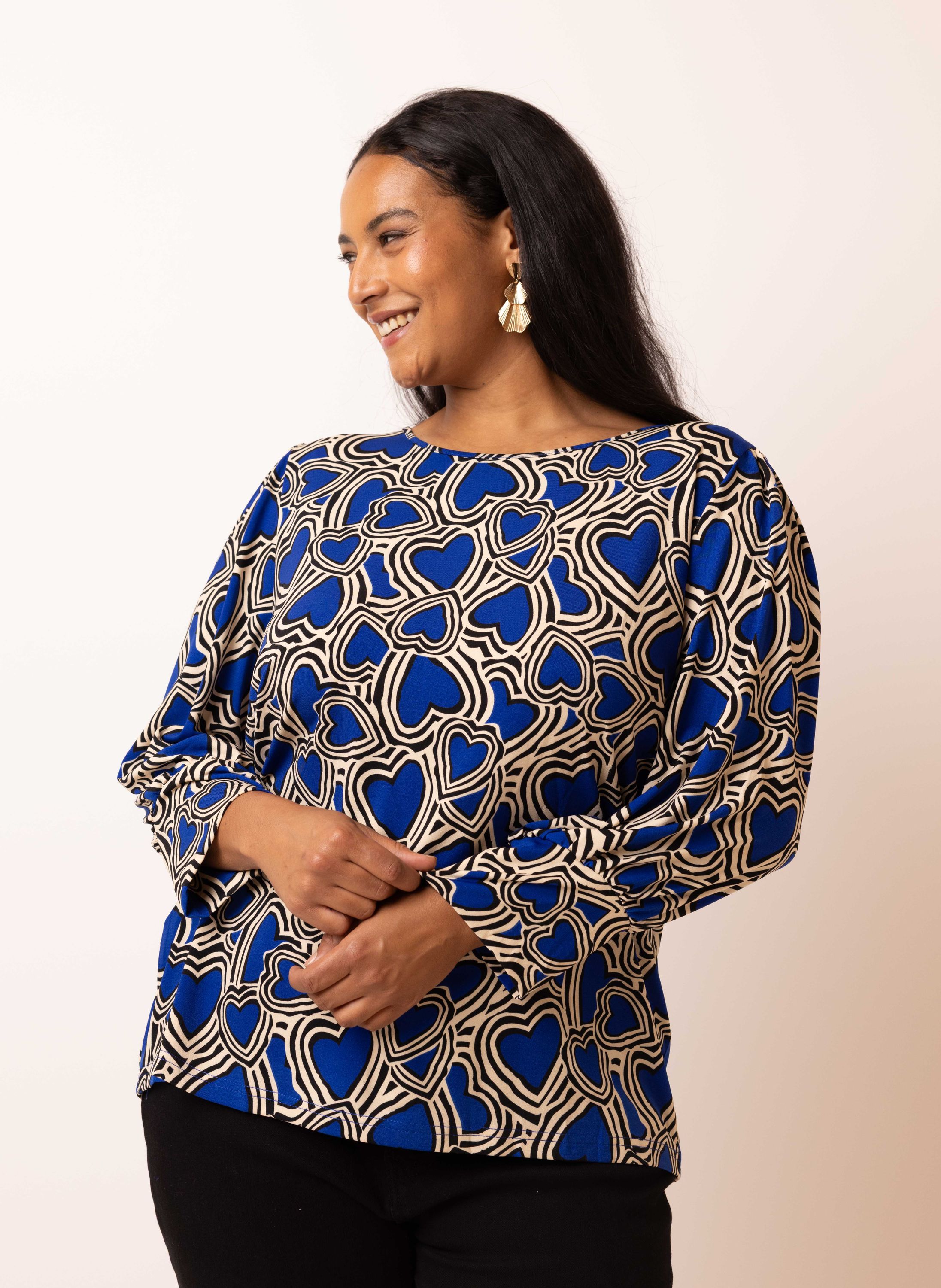 Norah Blauw shirt mer hartjes blue multicolor 217469-420-34