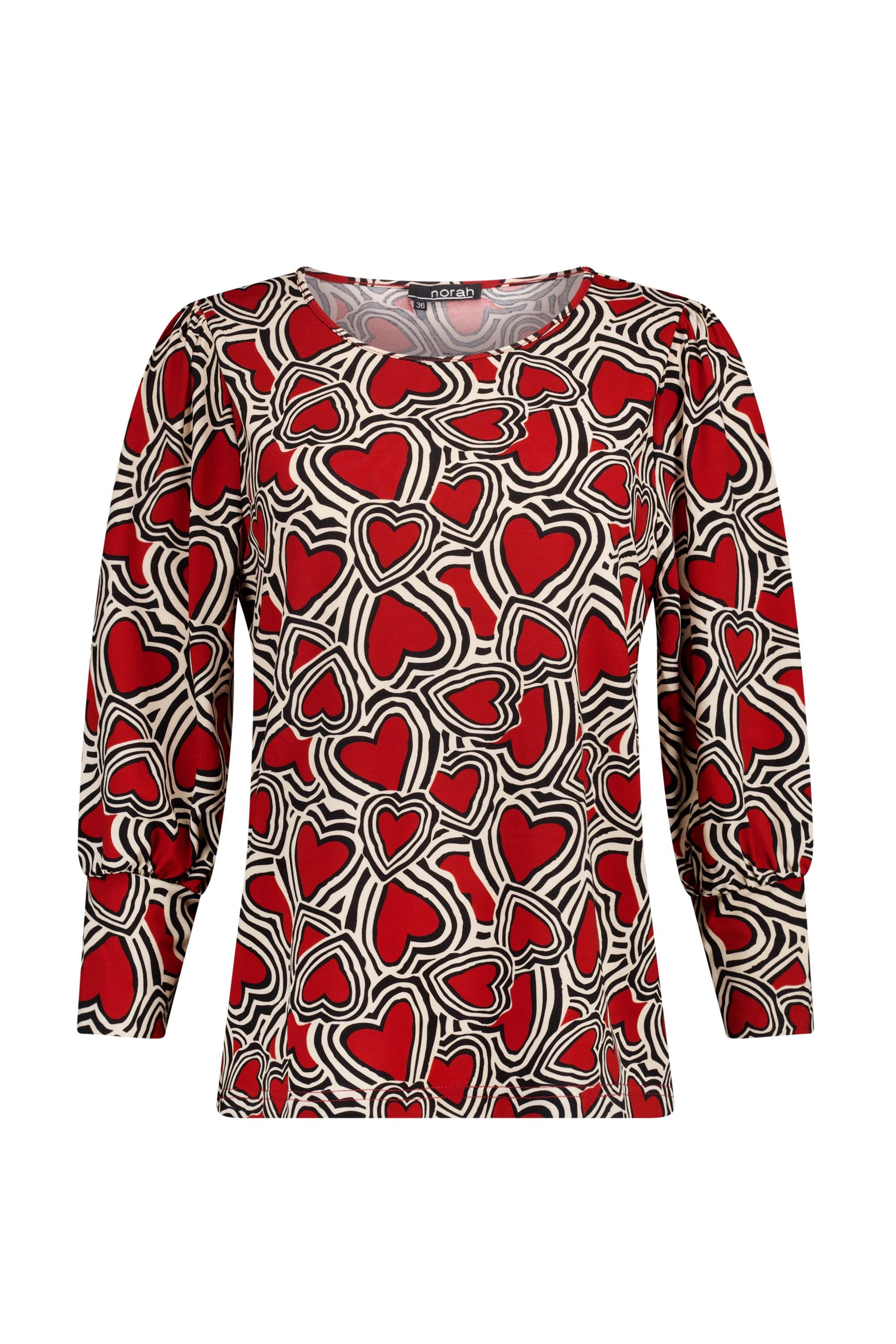 Norah Rood shirt mer hartjes bordeaux multicolor 217469-695-40