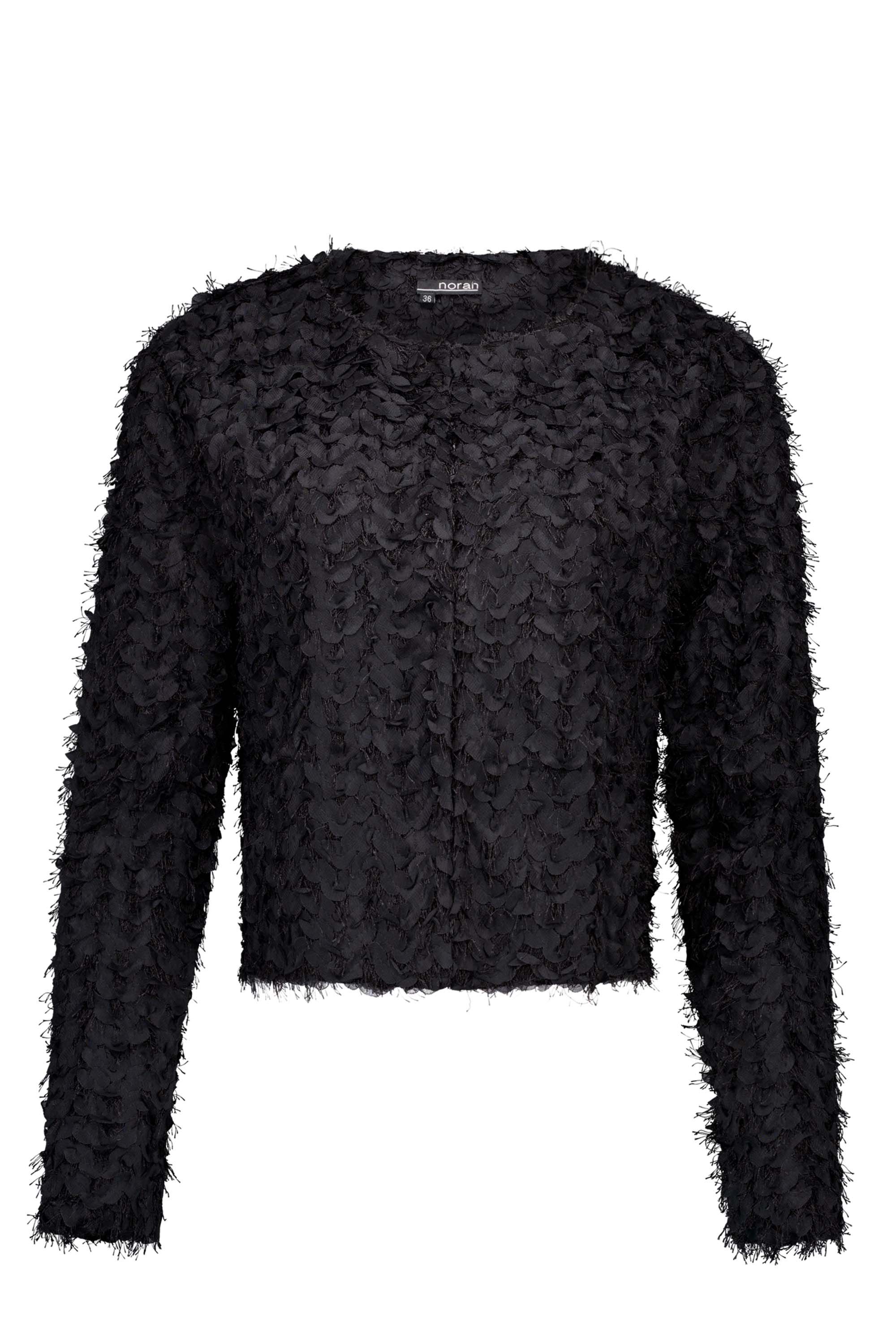 Norah Zwart jasje met franjes black 217475-001-40