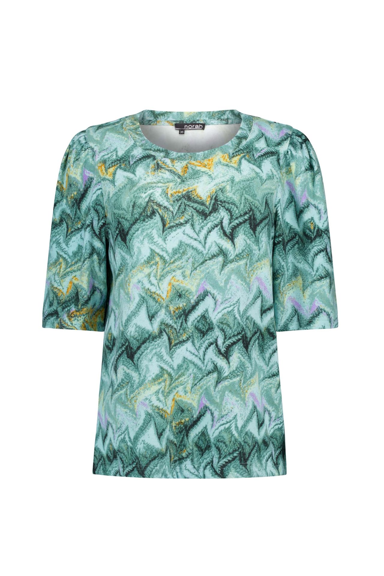 Norah Groen shirt met pofmouwen green multicolor 217477-520-40