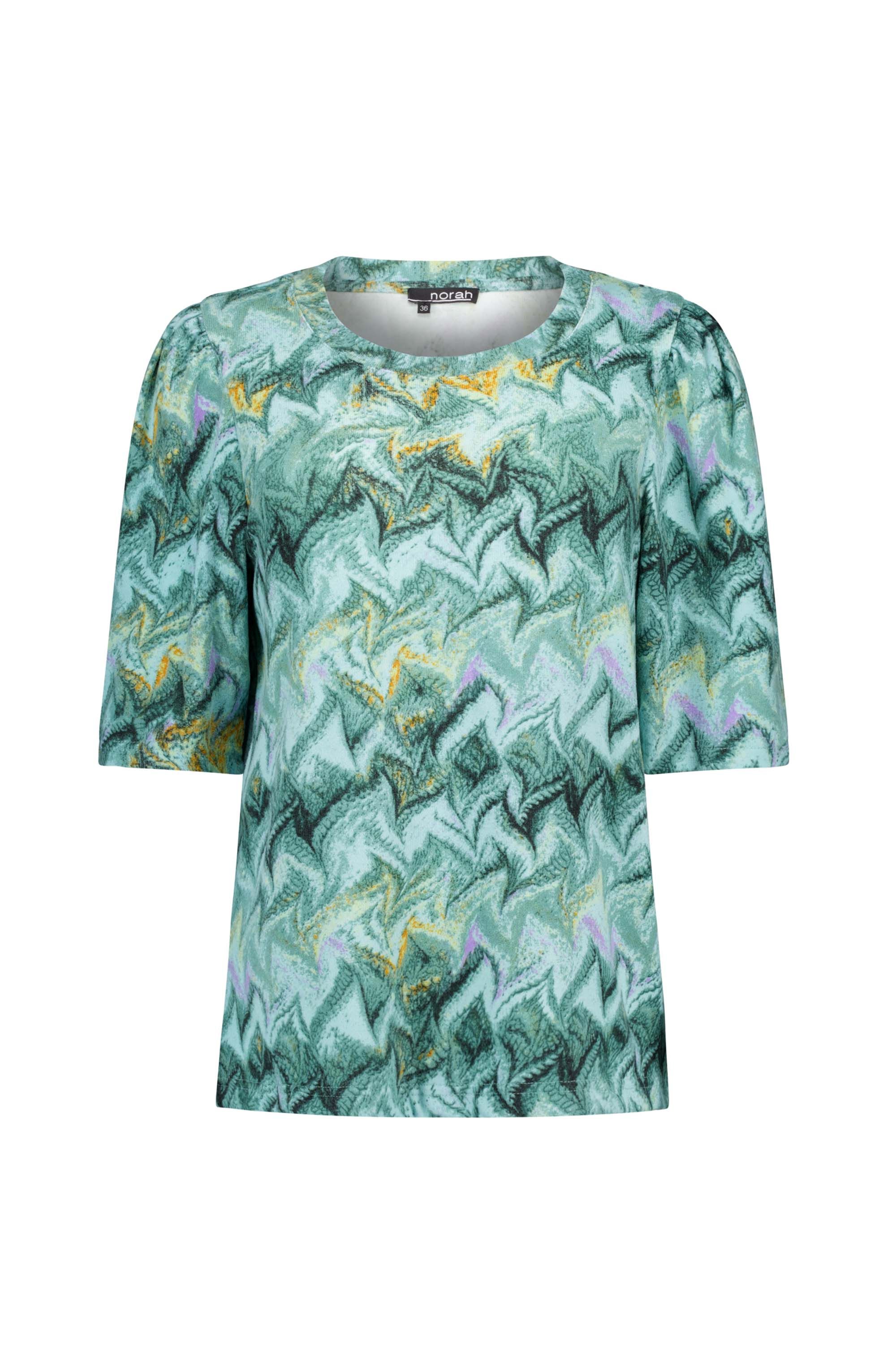 Norah Groen shirt met pofmouwen green multicolor 217477-520-40