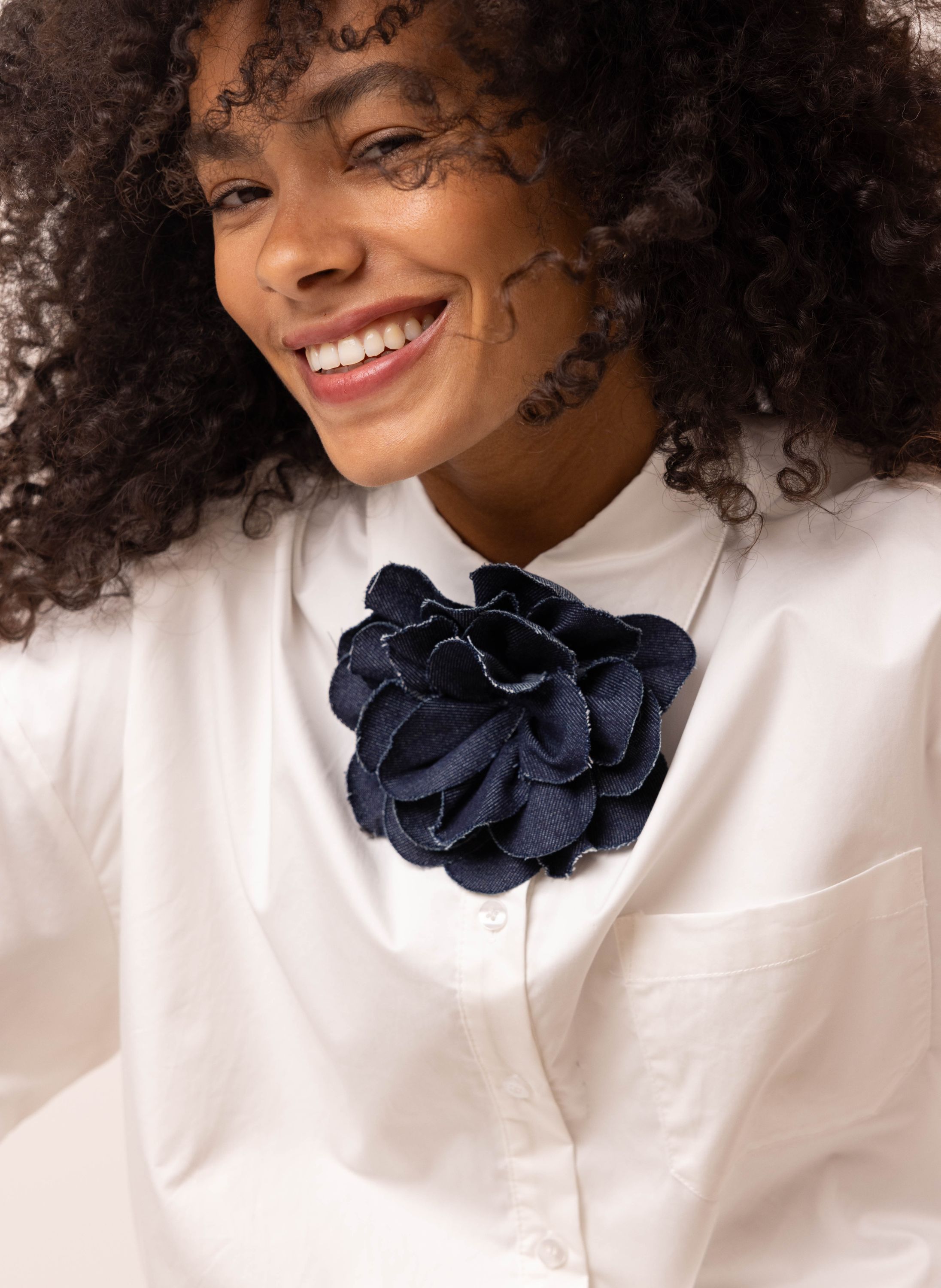 Norah Denim broche bloem denim blue 217485-472-ONE