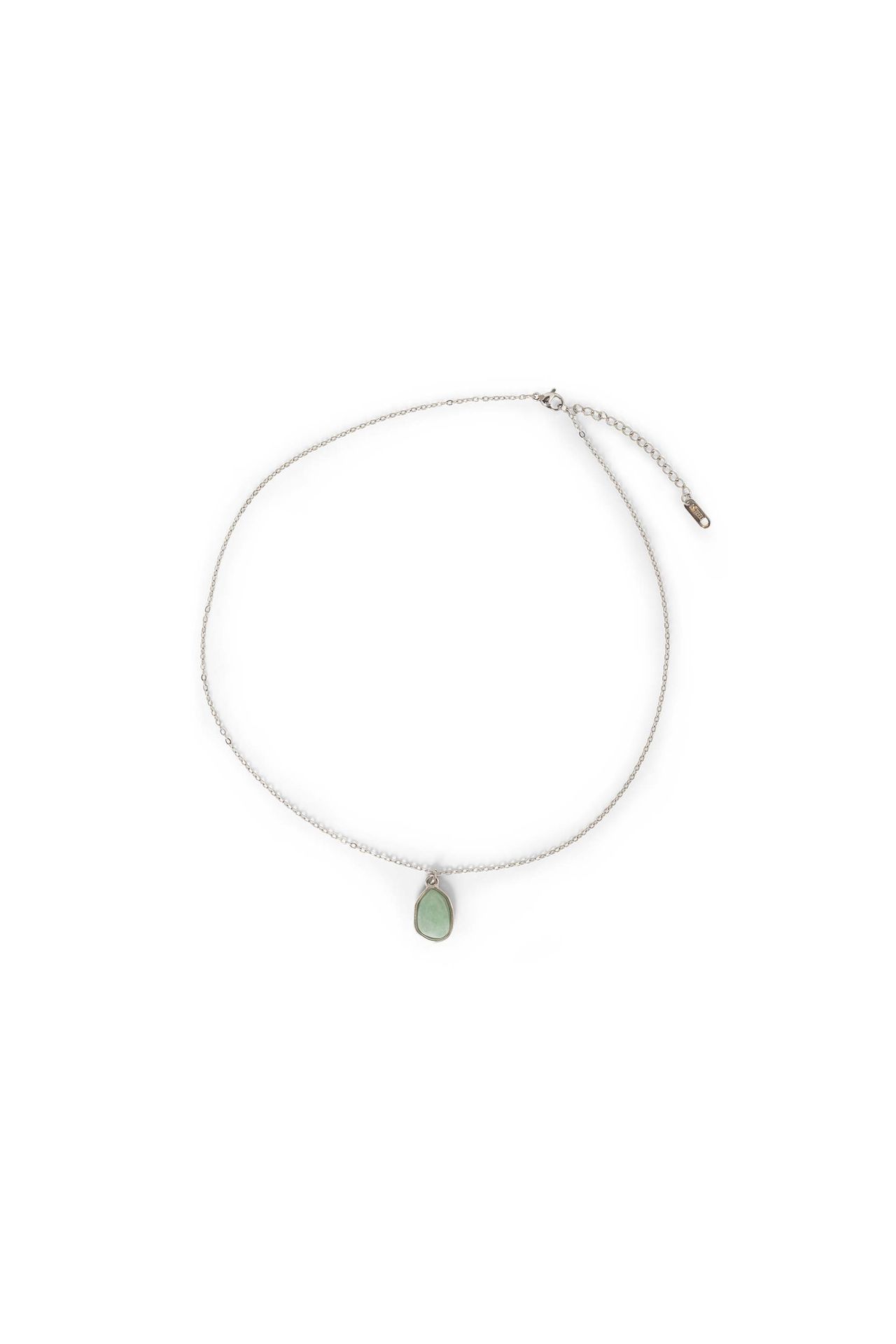 Norah Zilverkleurige ketting met groene steen silver multicolor 217500-093-ONE