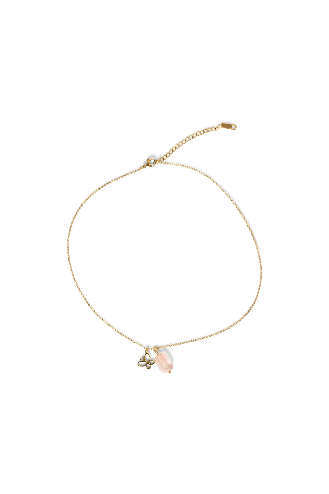 Norah Goudkleurige ketting met vlinder en roze steen gold multicolor 217502-198-ONE