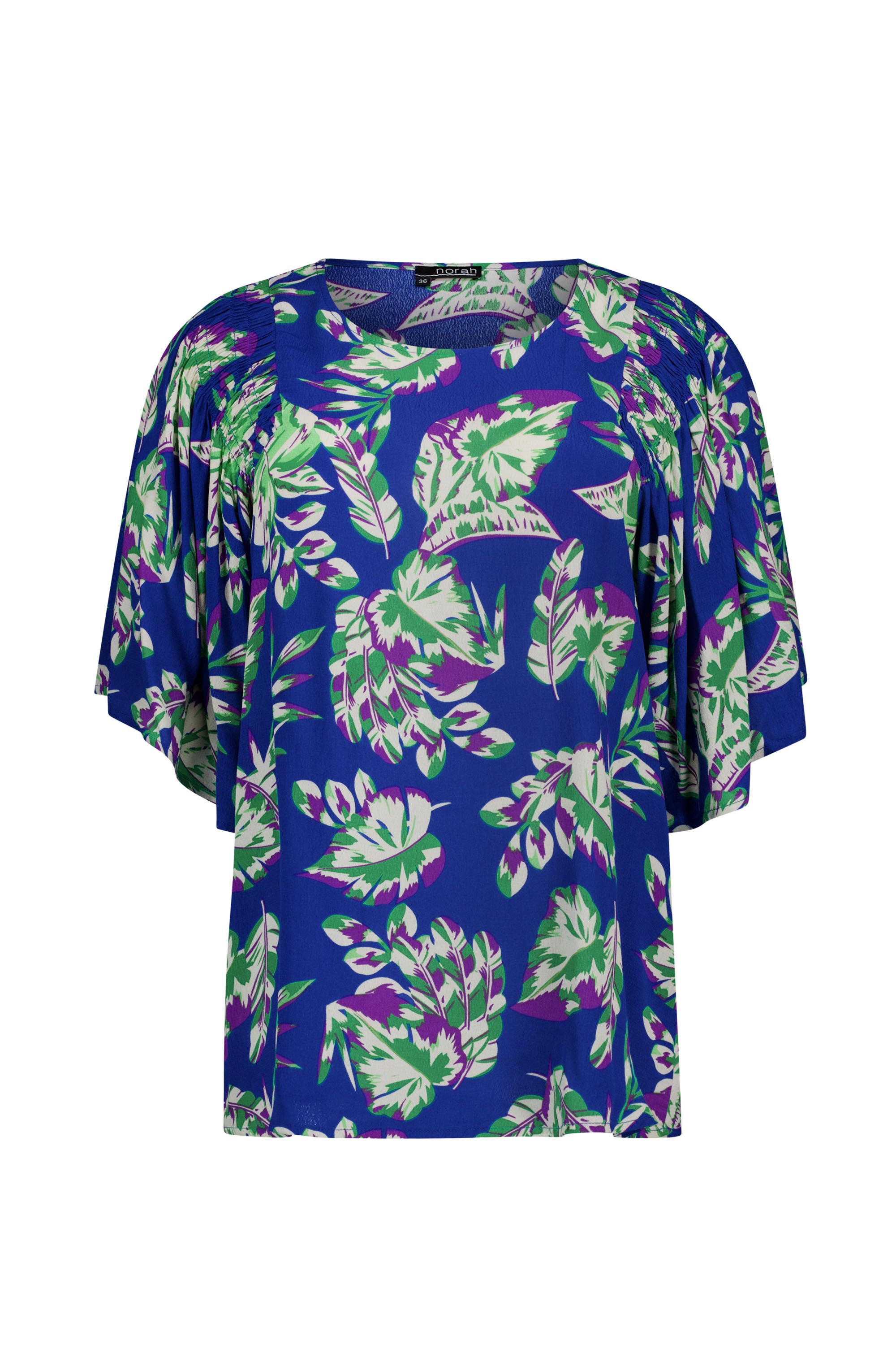 Norah Blauwe top met botanische print multicolor 217516-002-34