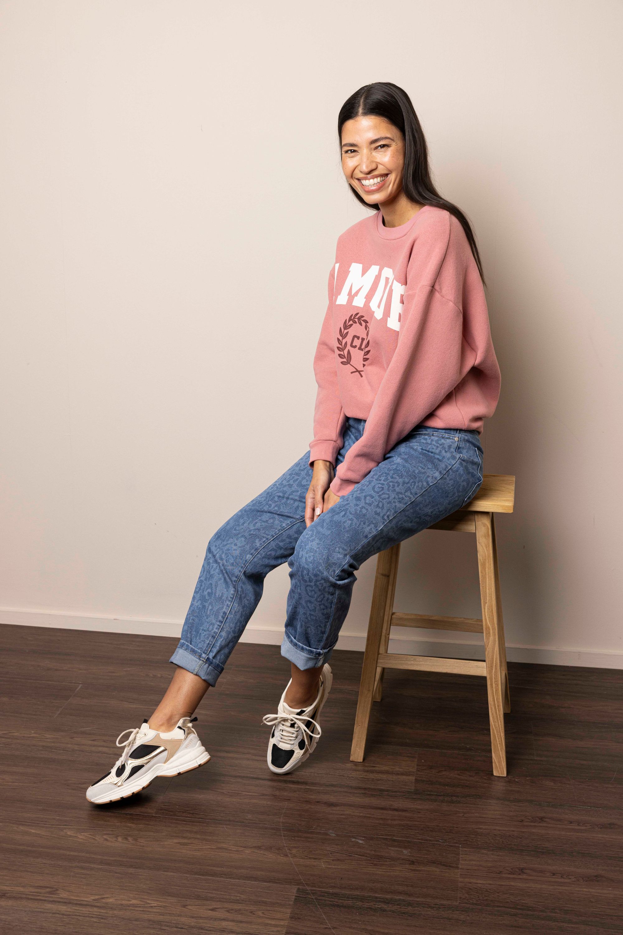 Norah Mom fit jeans | Middenblauw | Luipaardpint mid denim 217525-479-46