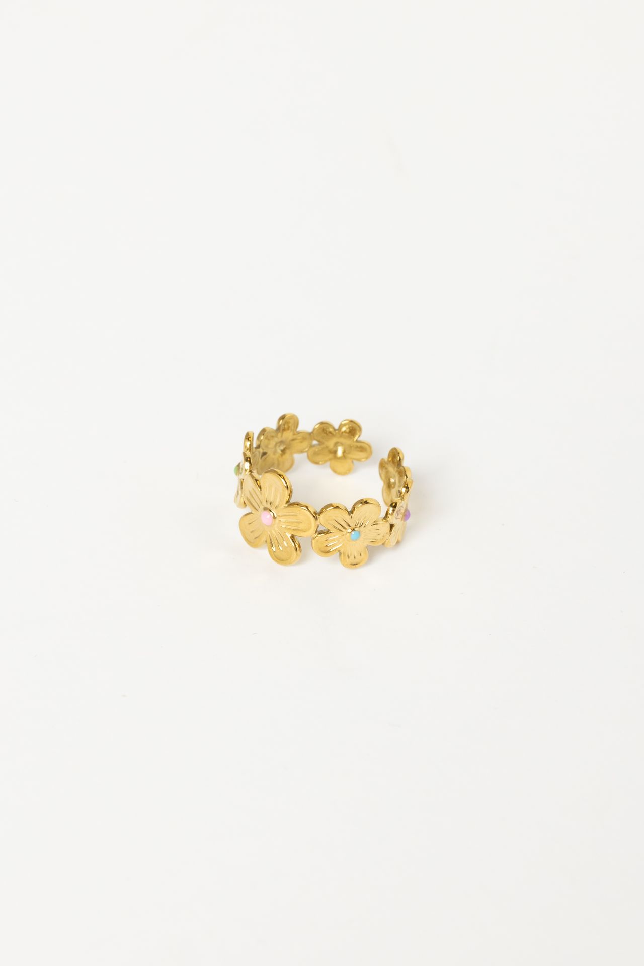 Norah Goudkleurige ring met bloemen gold multicolor 217536-198-ONE