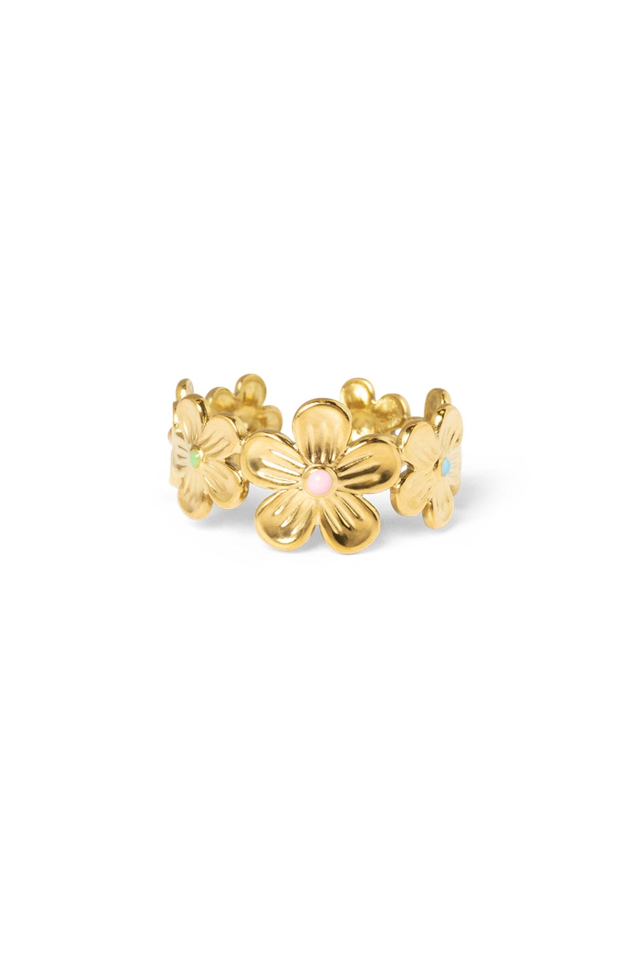 Norah Goudkleurige ring met bloemen gold multicolor 217536-198-ONE