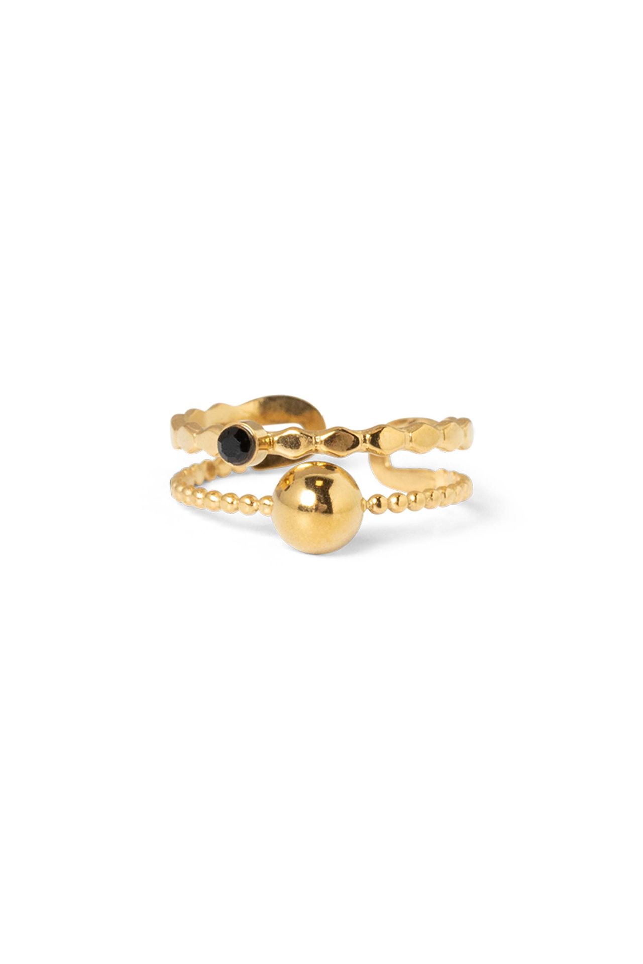Norah Dubbele goudkleurige ring black/gold 217540-044-ONE