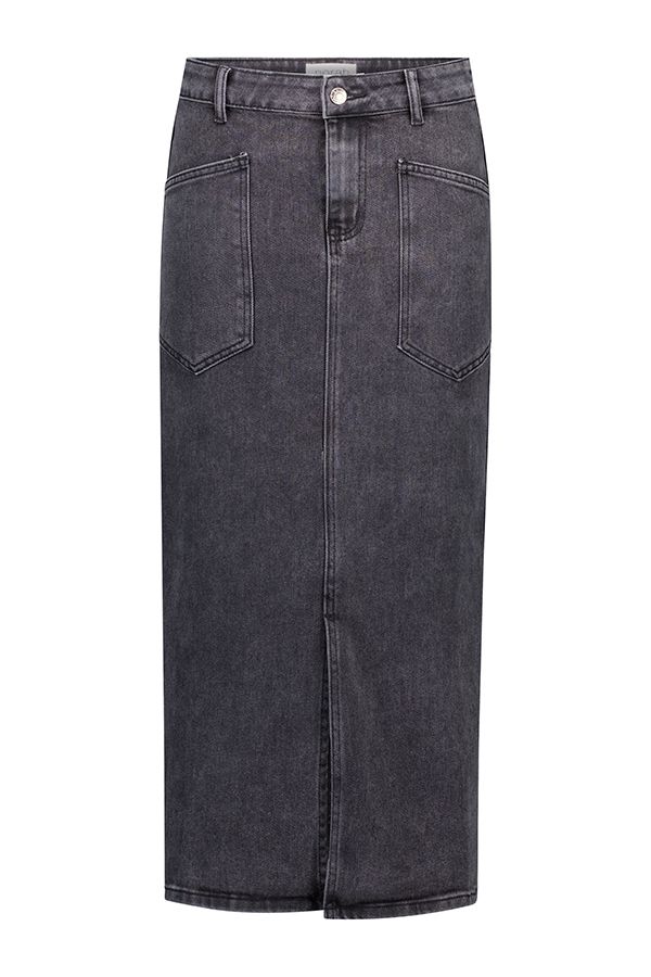 Norah Midi denim rok met stoere zakken black denim 217545-488-46