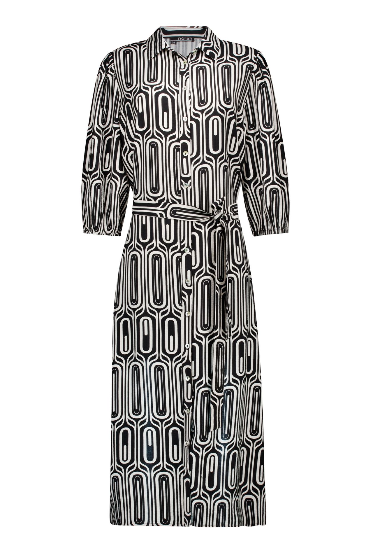 Norah Maxi jurk met retro print black/ecru 217553-041-42