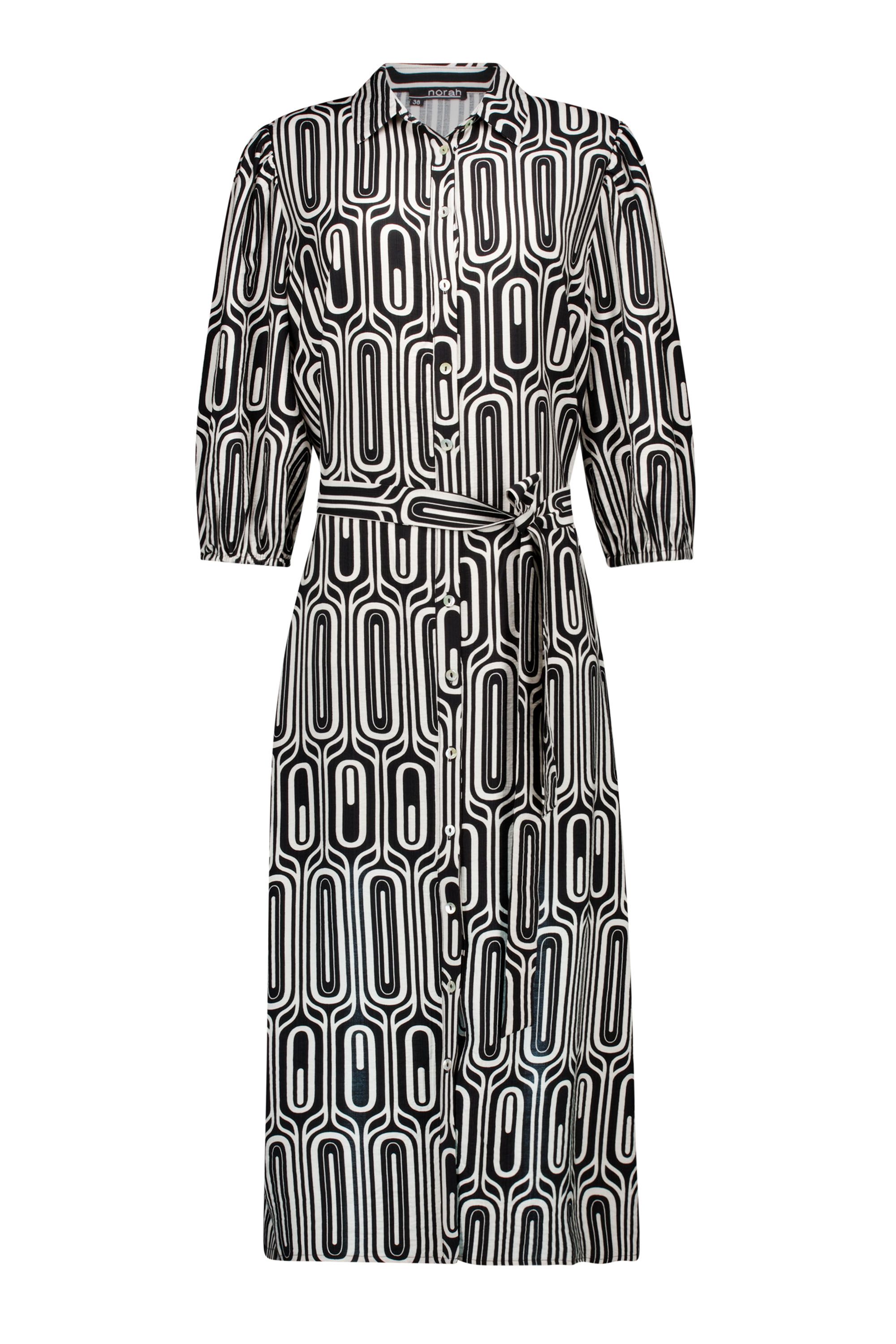 Norah Maxi jurk met retro print black/ecru 217553-041-42