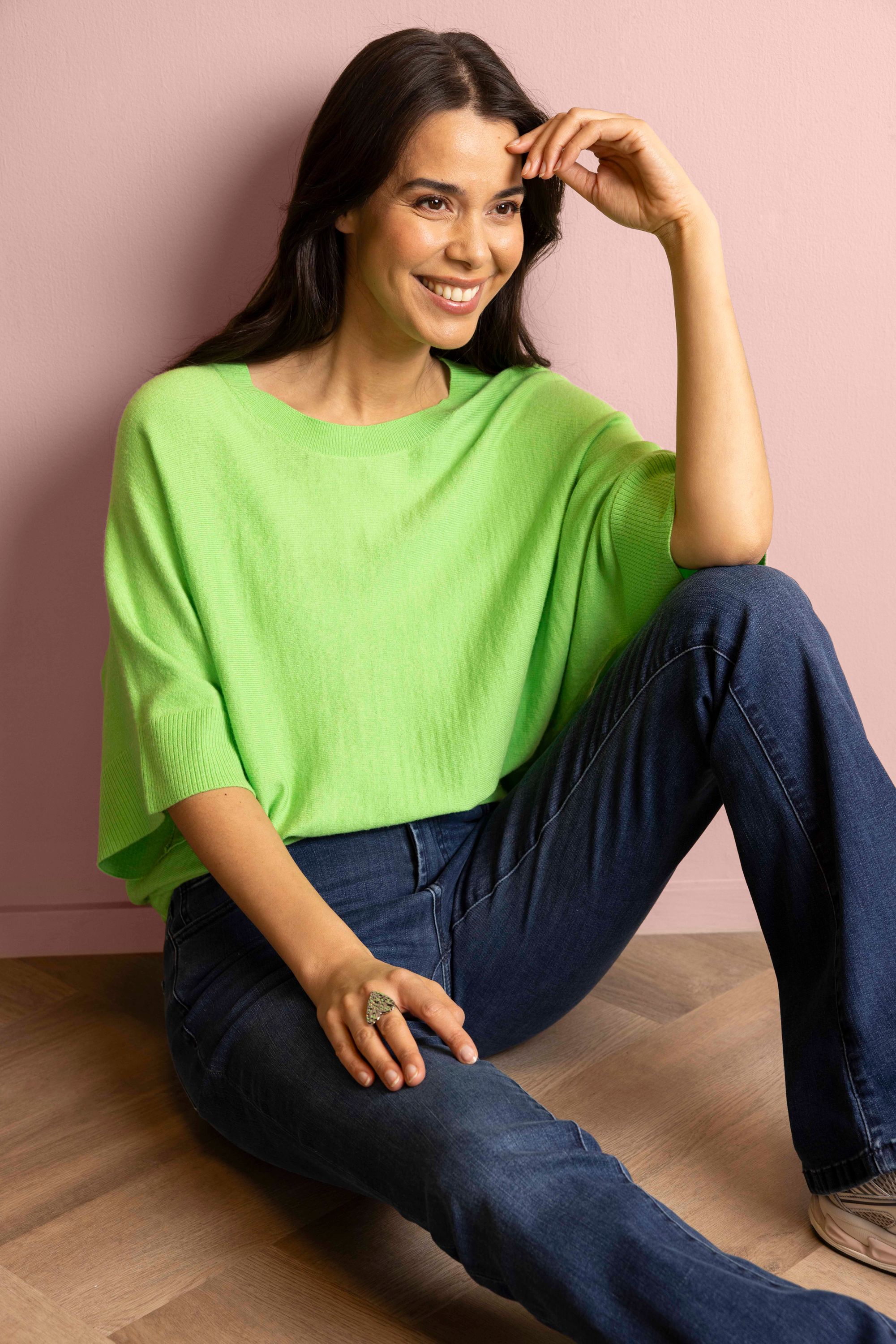 Norah Groene sweater met trekkoord neon green 217554-521-42-44