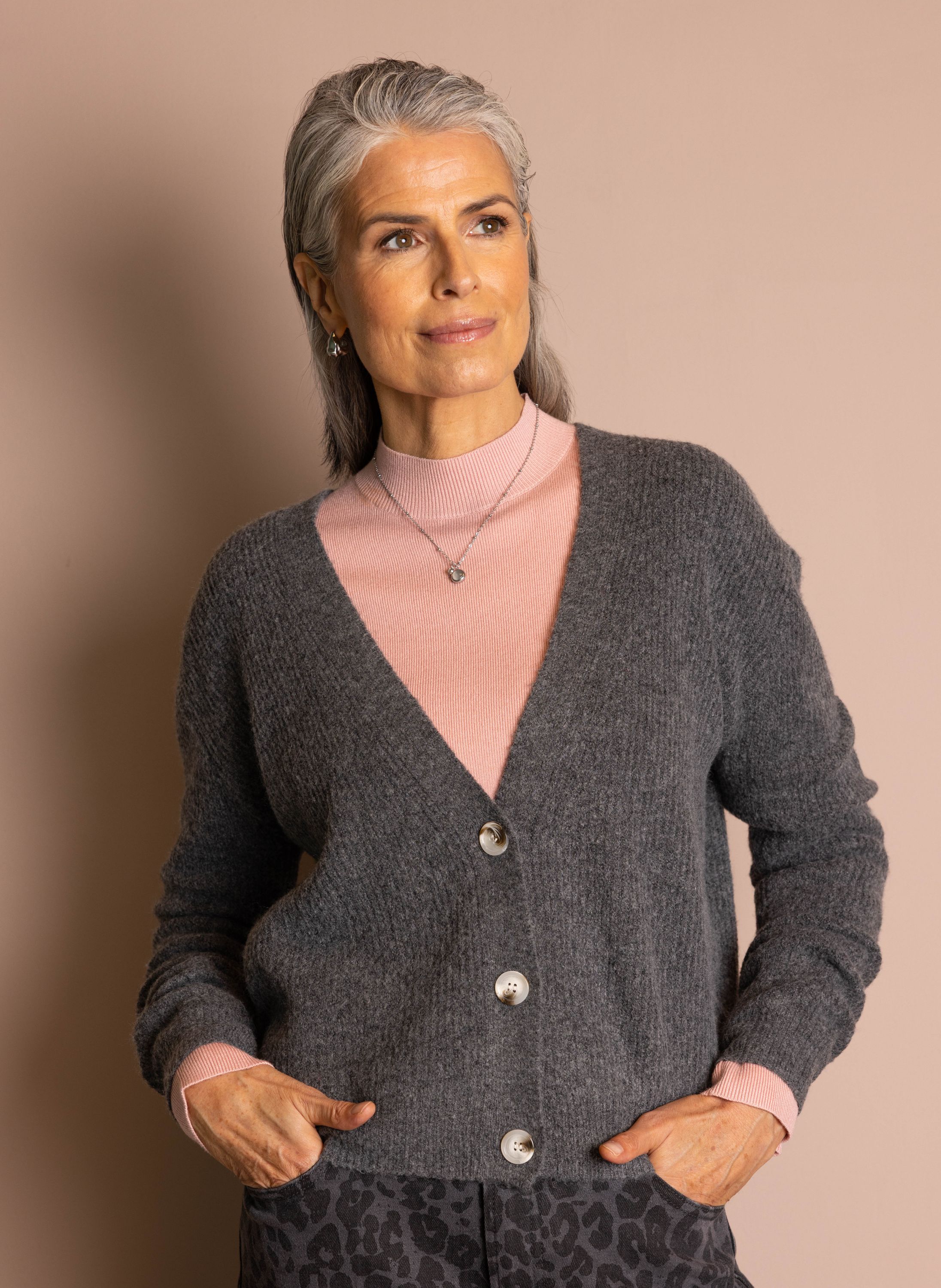 Norah Lichtgrijs vest met V-hals grey 217555-045-34-36