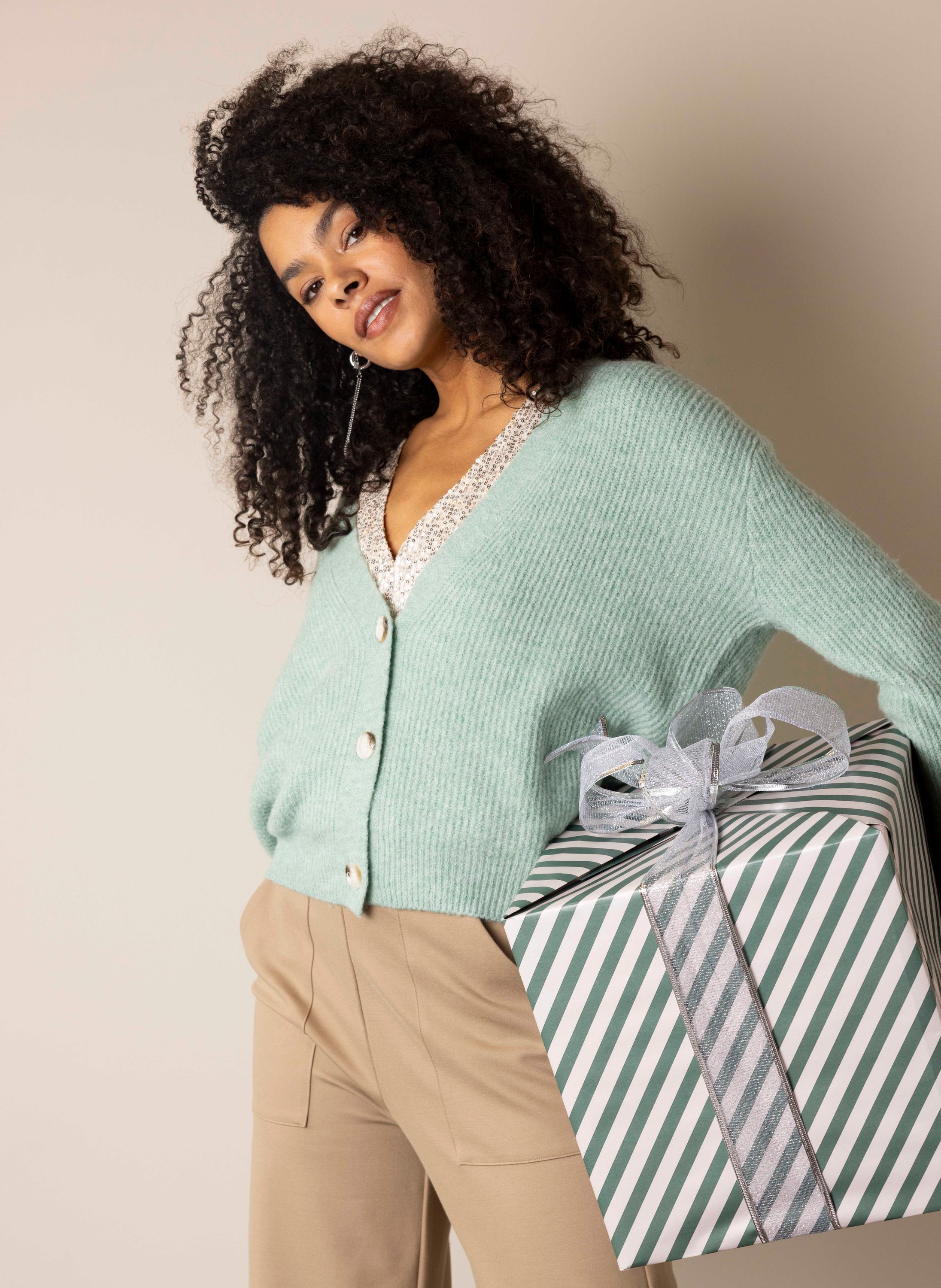 Mintgroen vest met V-hals