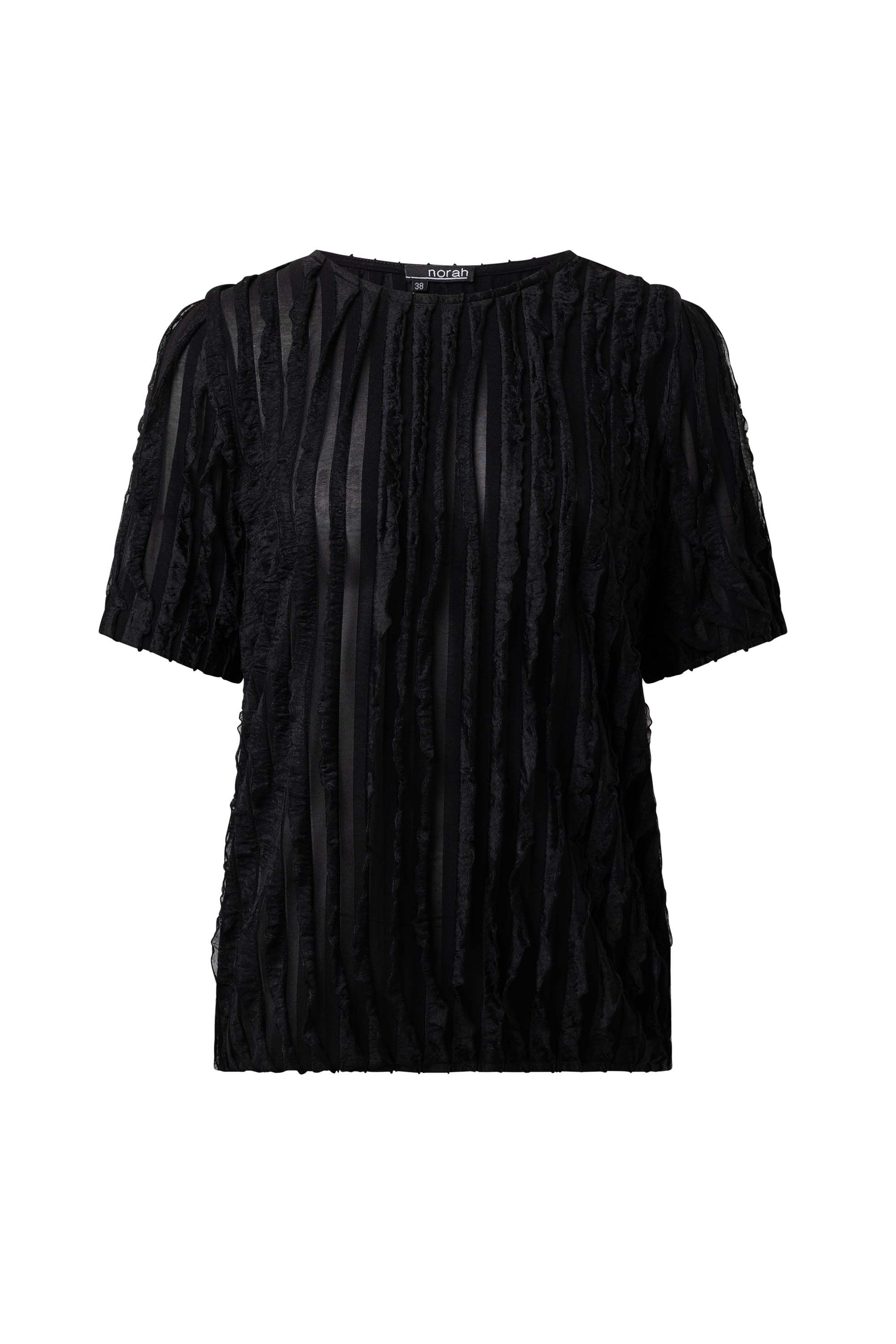 Norah Zwart shirt met ruches black 217564-001-40