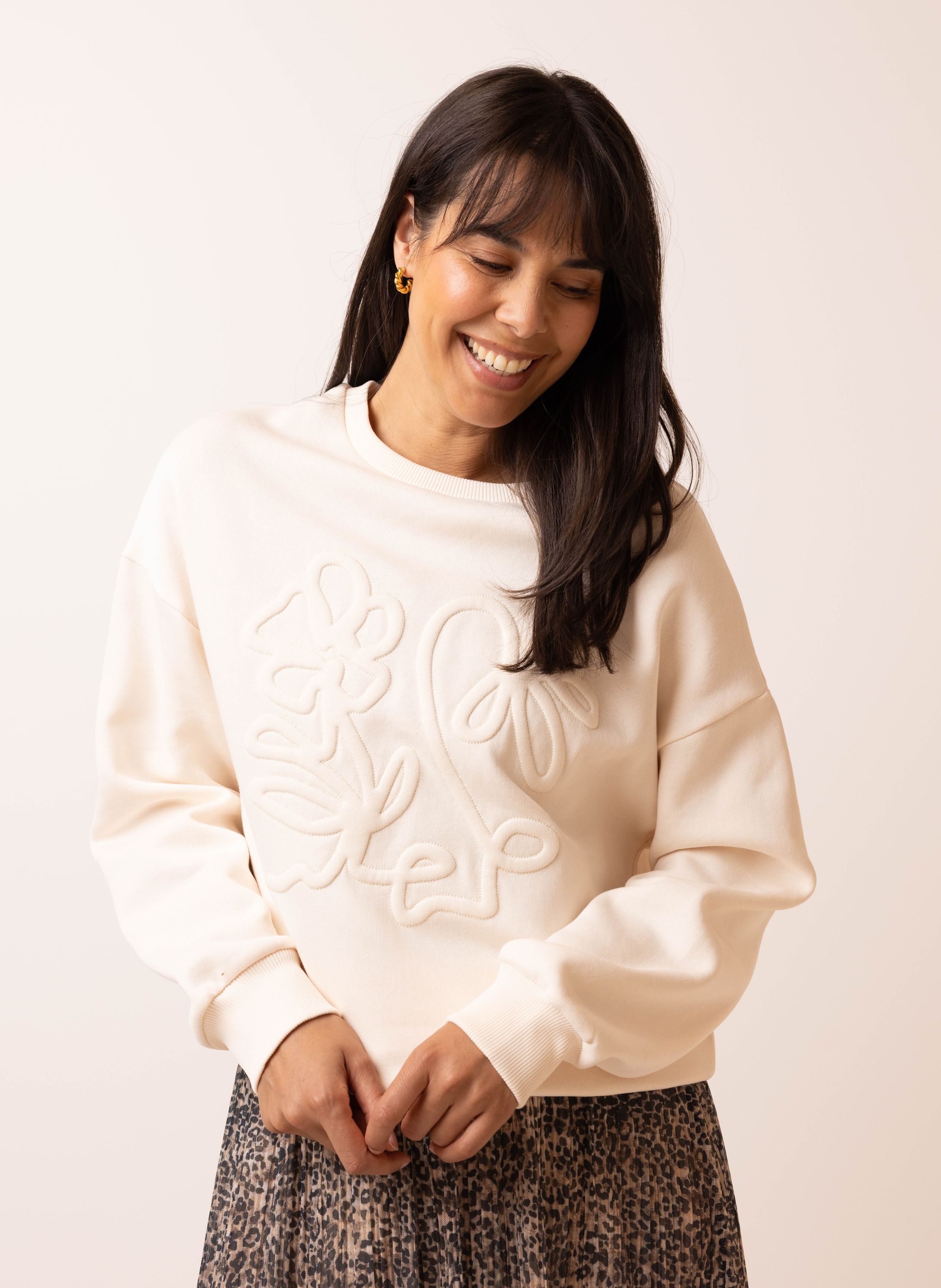 Norah Ecru sweater met bloem ecru 217565-102-46