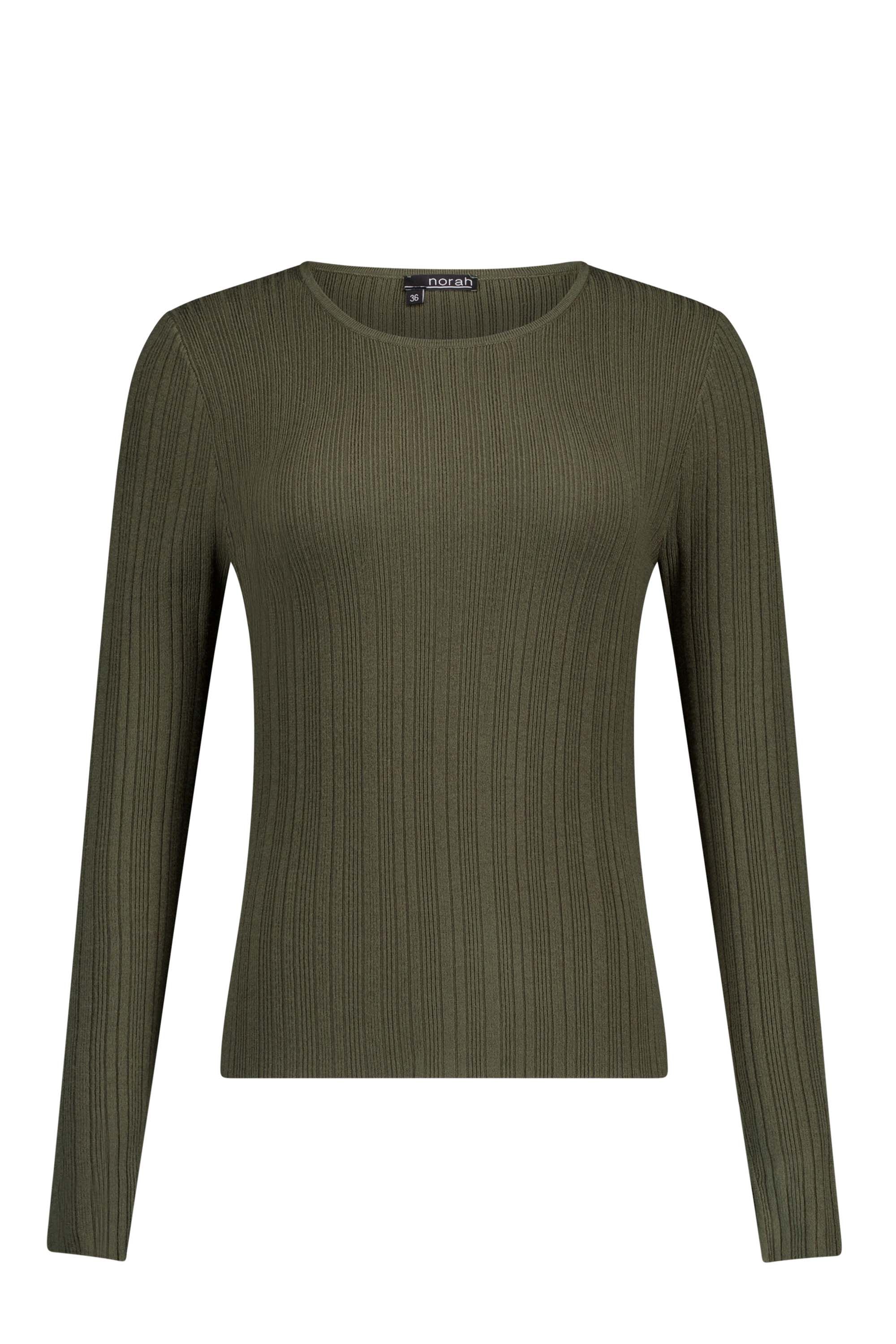 Norah Donkergroen shirt van geribde stof dark army 217566-580-34