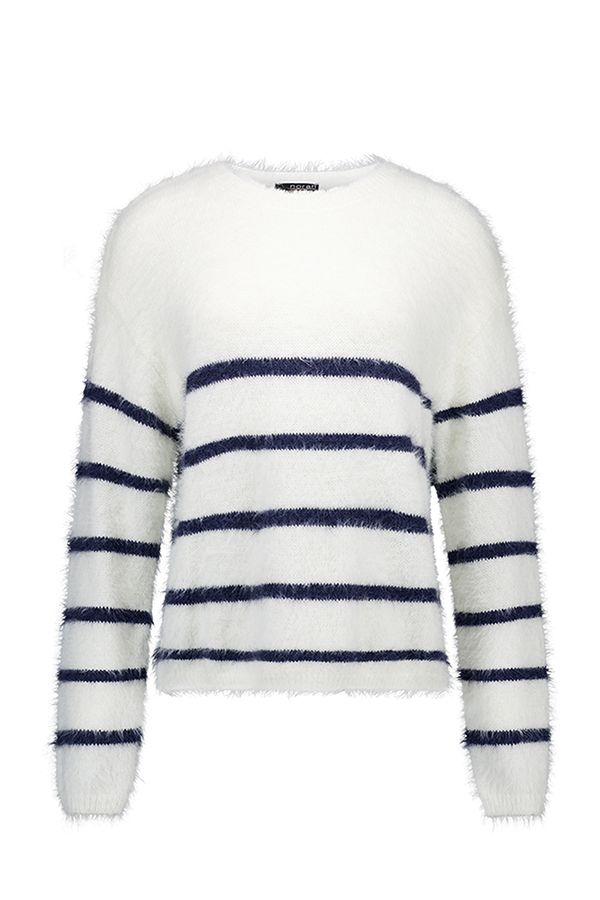 Norah Off-white gebreide trui met strepen ecru/blue 217568-174-38-40