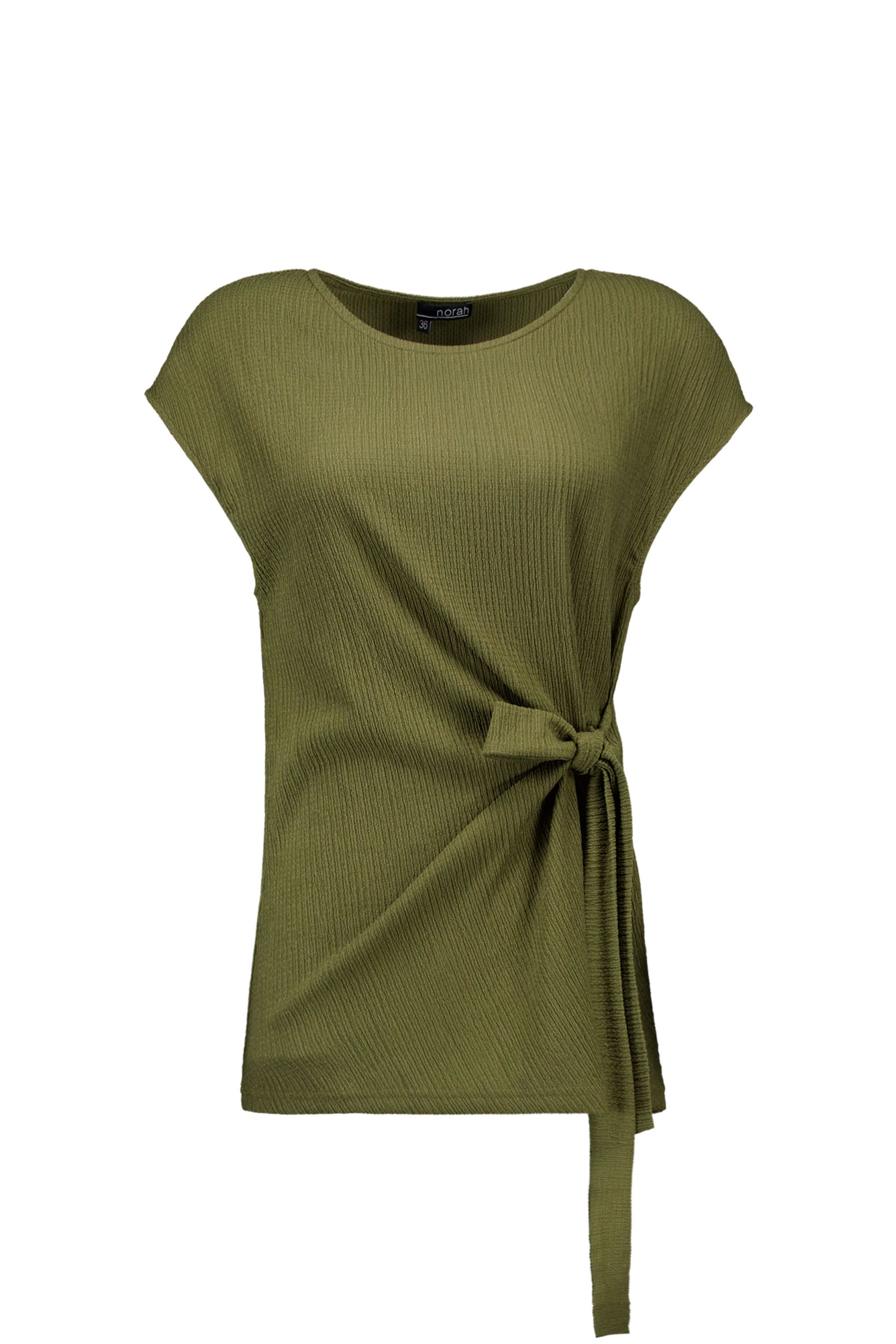 Norah Donkergroene top met strikdetail army green 217569-595-42