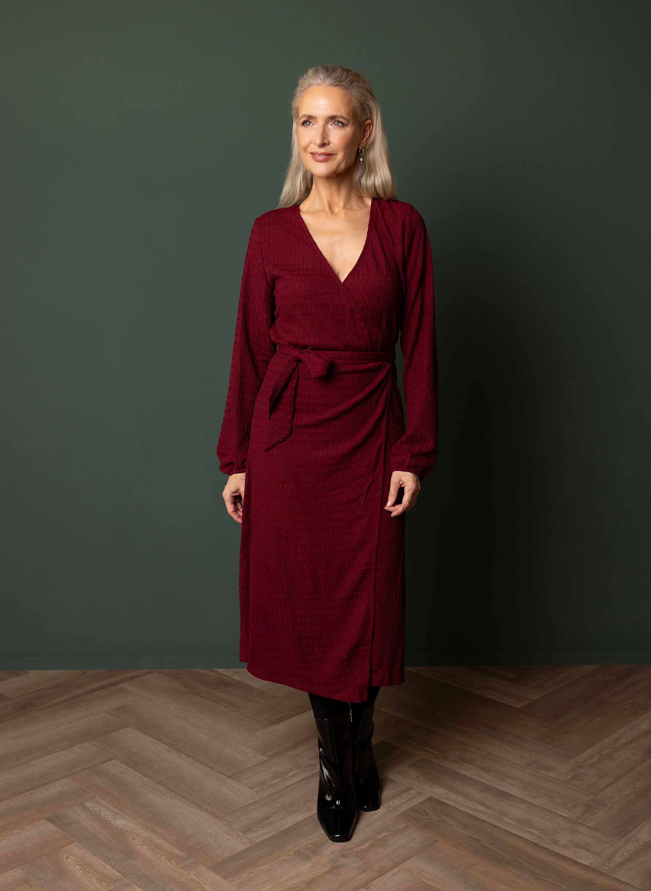 Norah Bordeaux overslag jurk wine red 217572-697-48