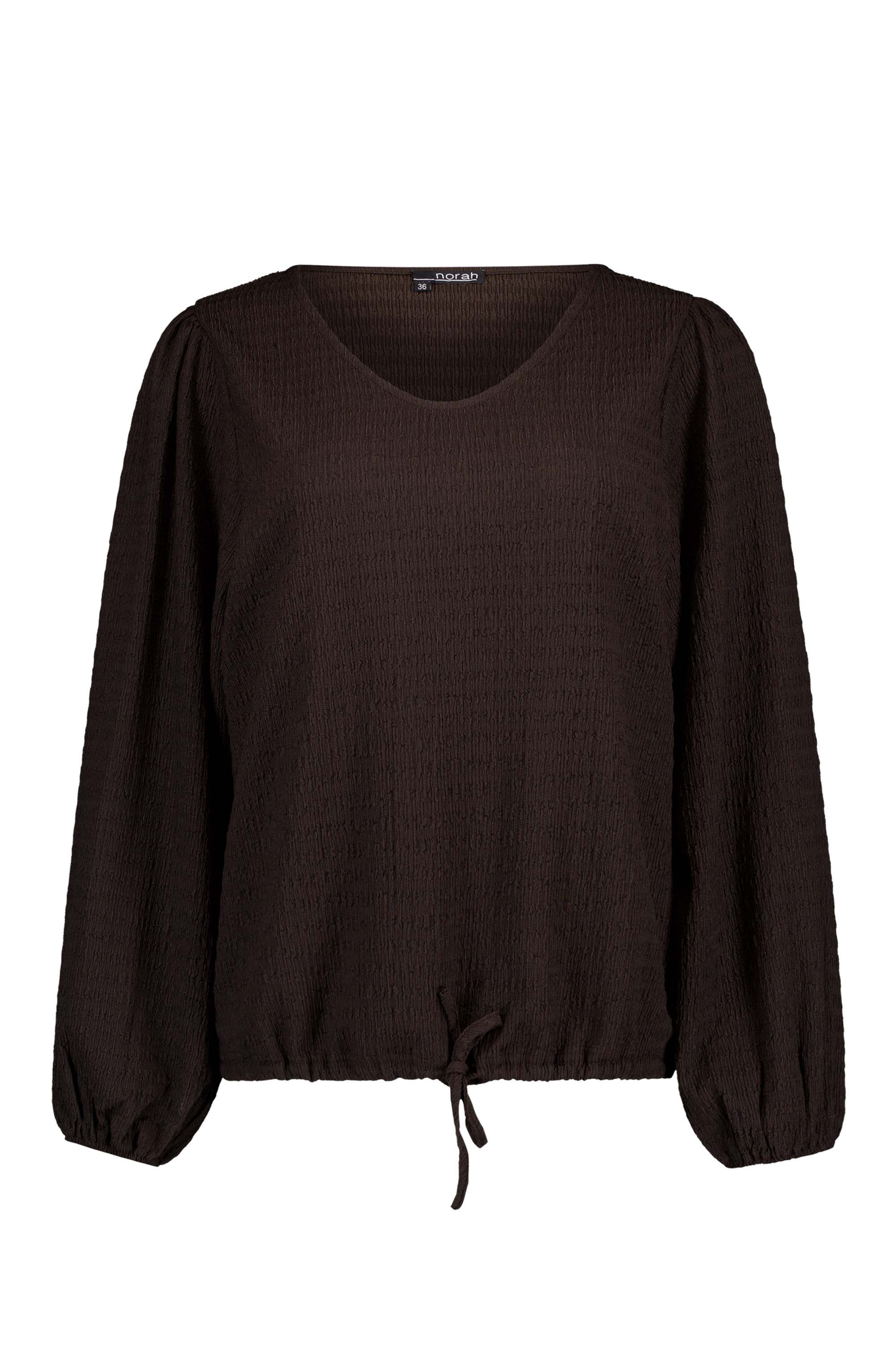 Norah Donkerbruine blouse met structuur dark brown 217576-299-34