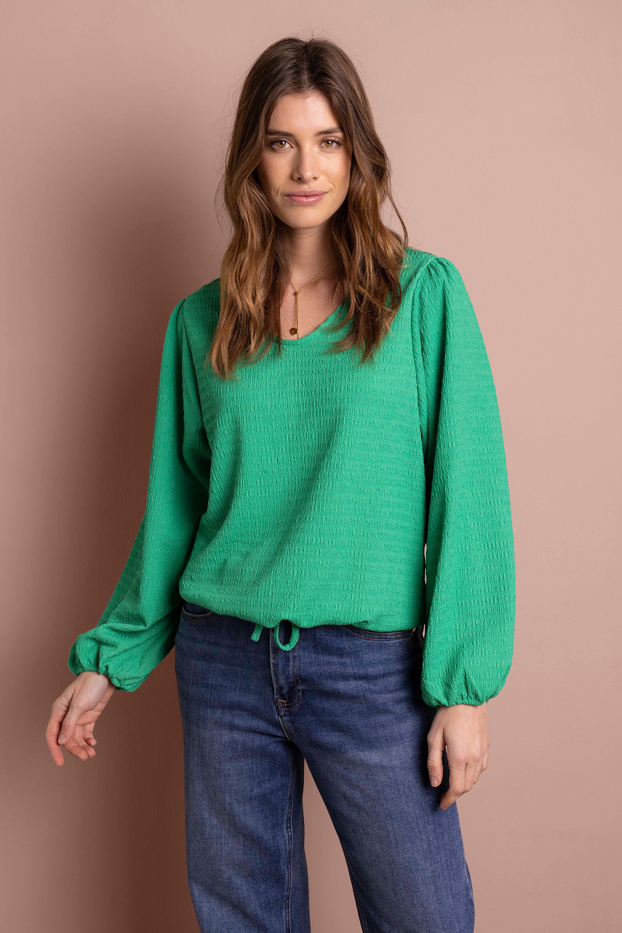 Norah Groene blouse met trekkoord apple green 217576-505-40