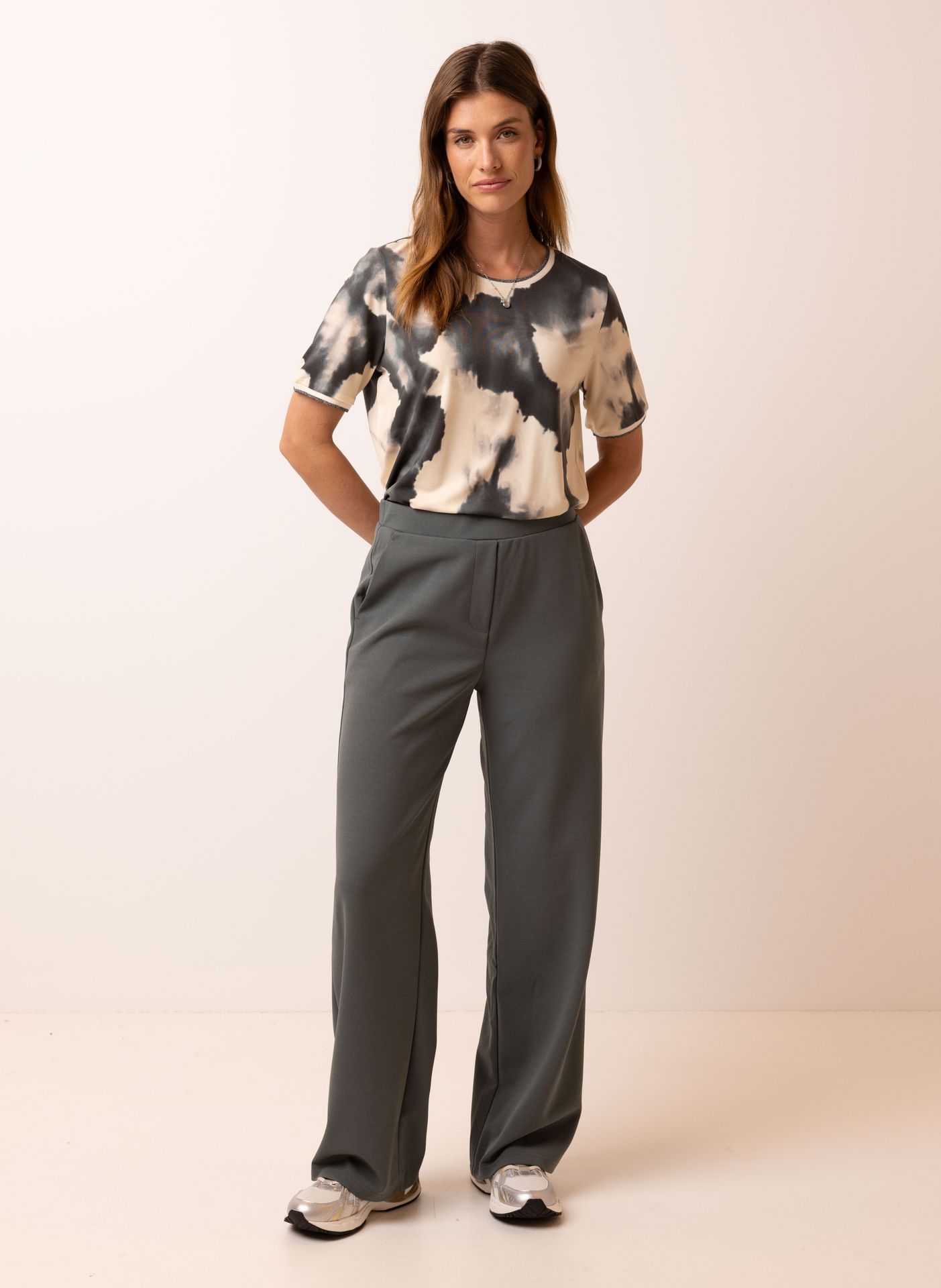 Norah Ecru/grijs shirt met zilverkleurige details ecru/grey 217579-180-48