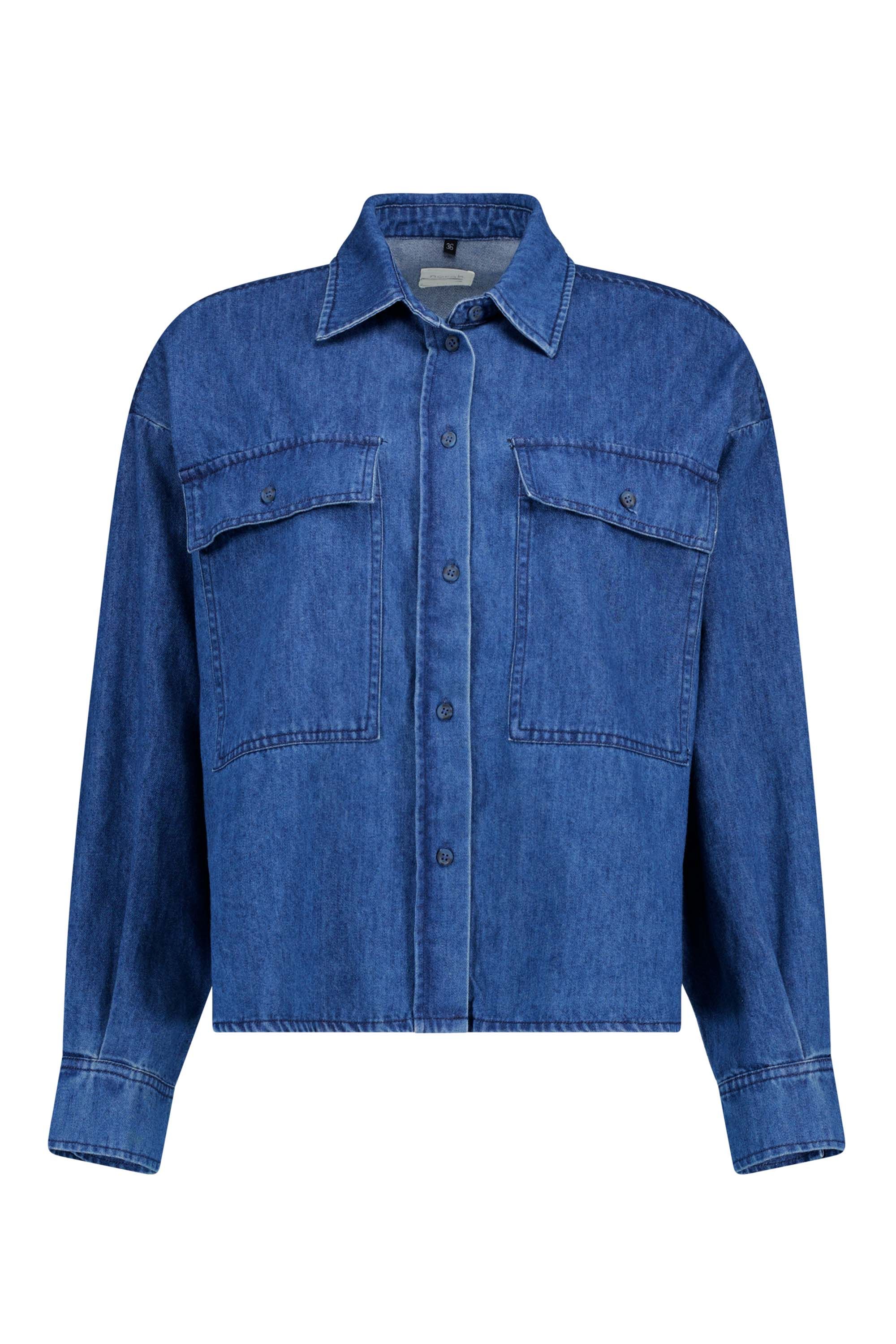 Norah Blauwe denim blouse met zakken mid denim 217583-479-34