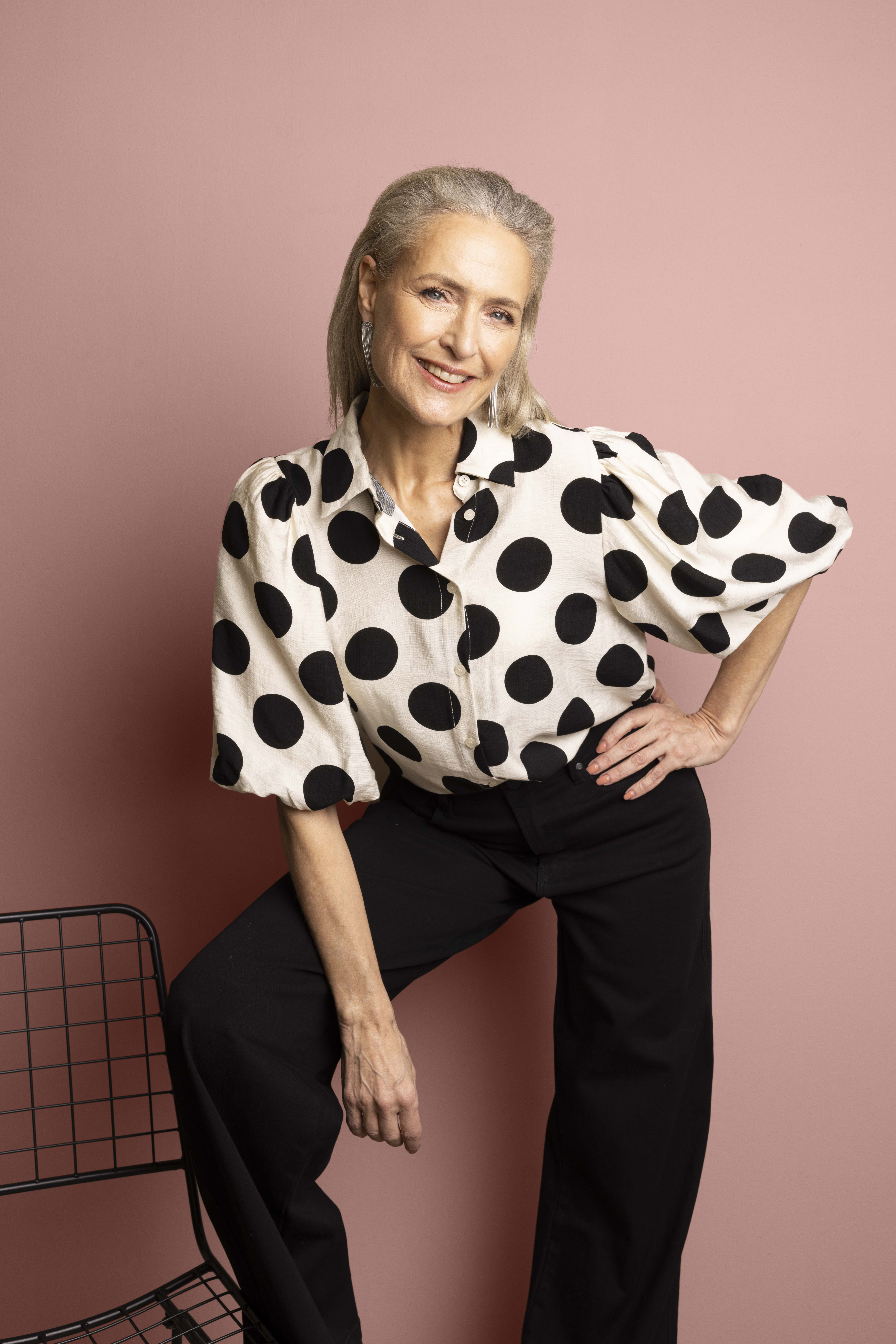 Ecru blouse met polkadots | Norah Dameskleding maat 34 t/m 48