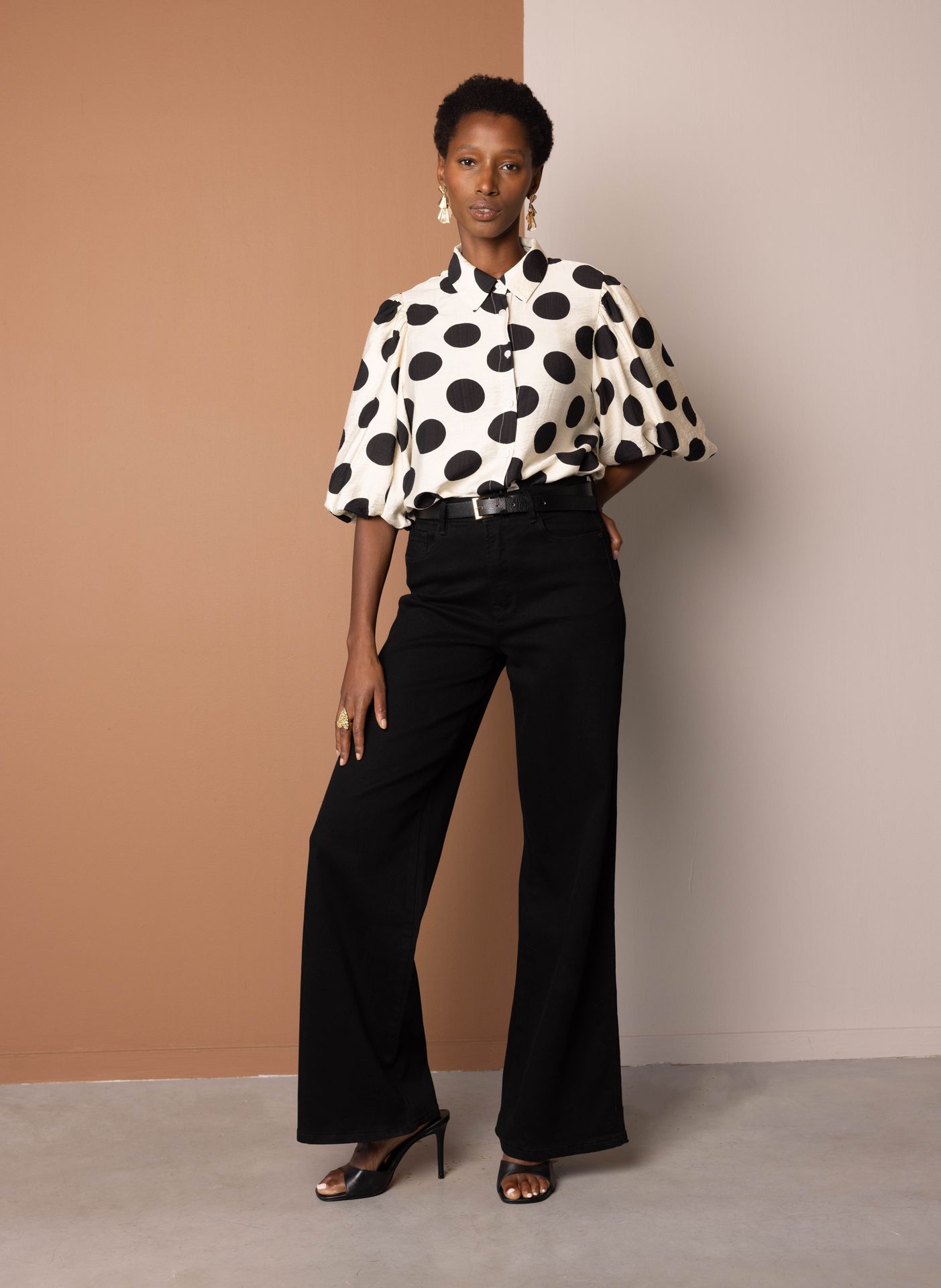 Norah Ecru blouse met stippen ecru/black 217590-170-44