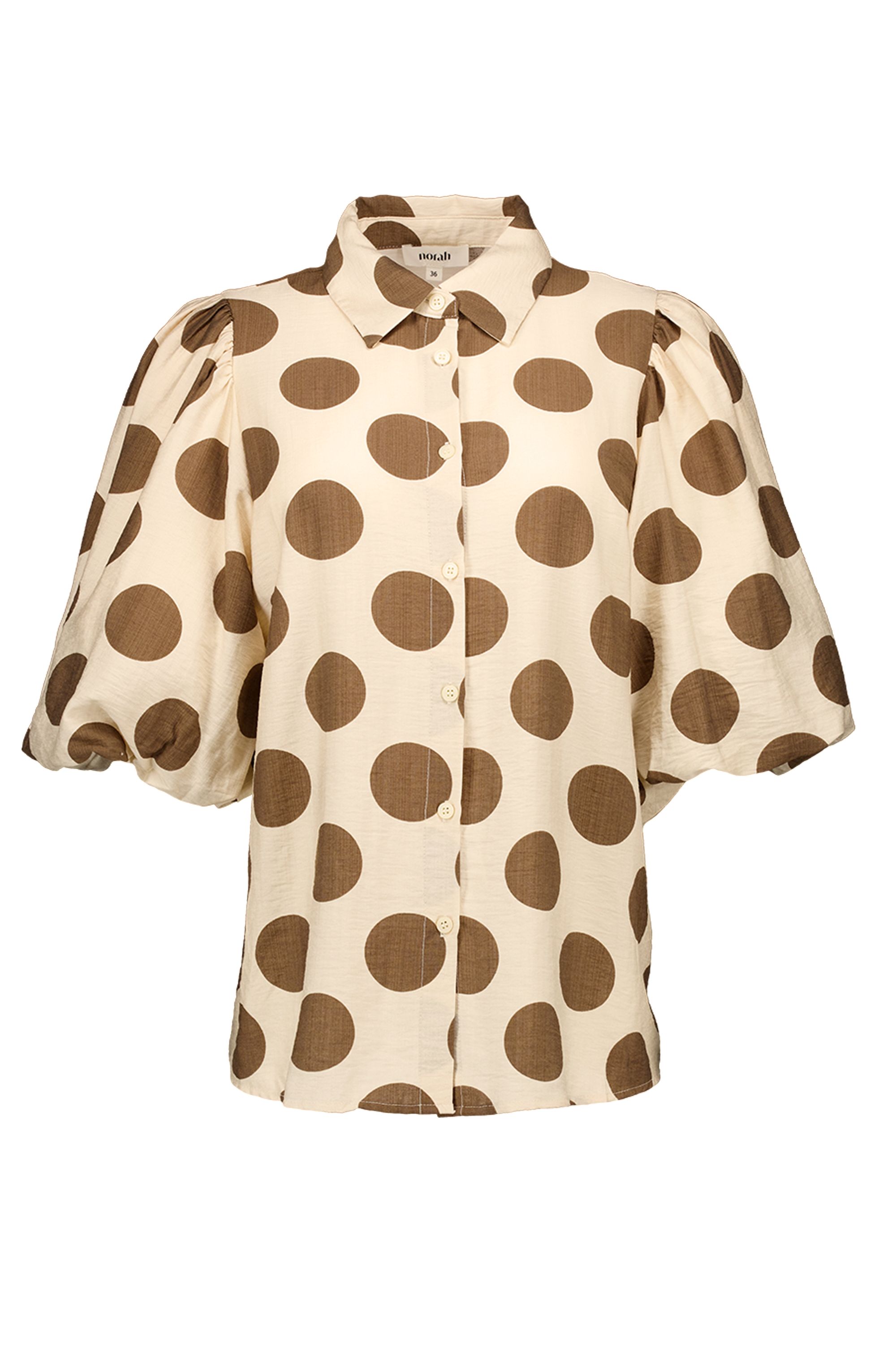 Norah Bruine blouse met polkadots ecru/brown 217590-172-34