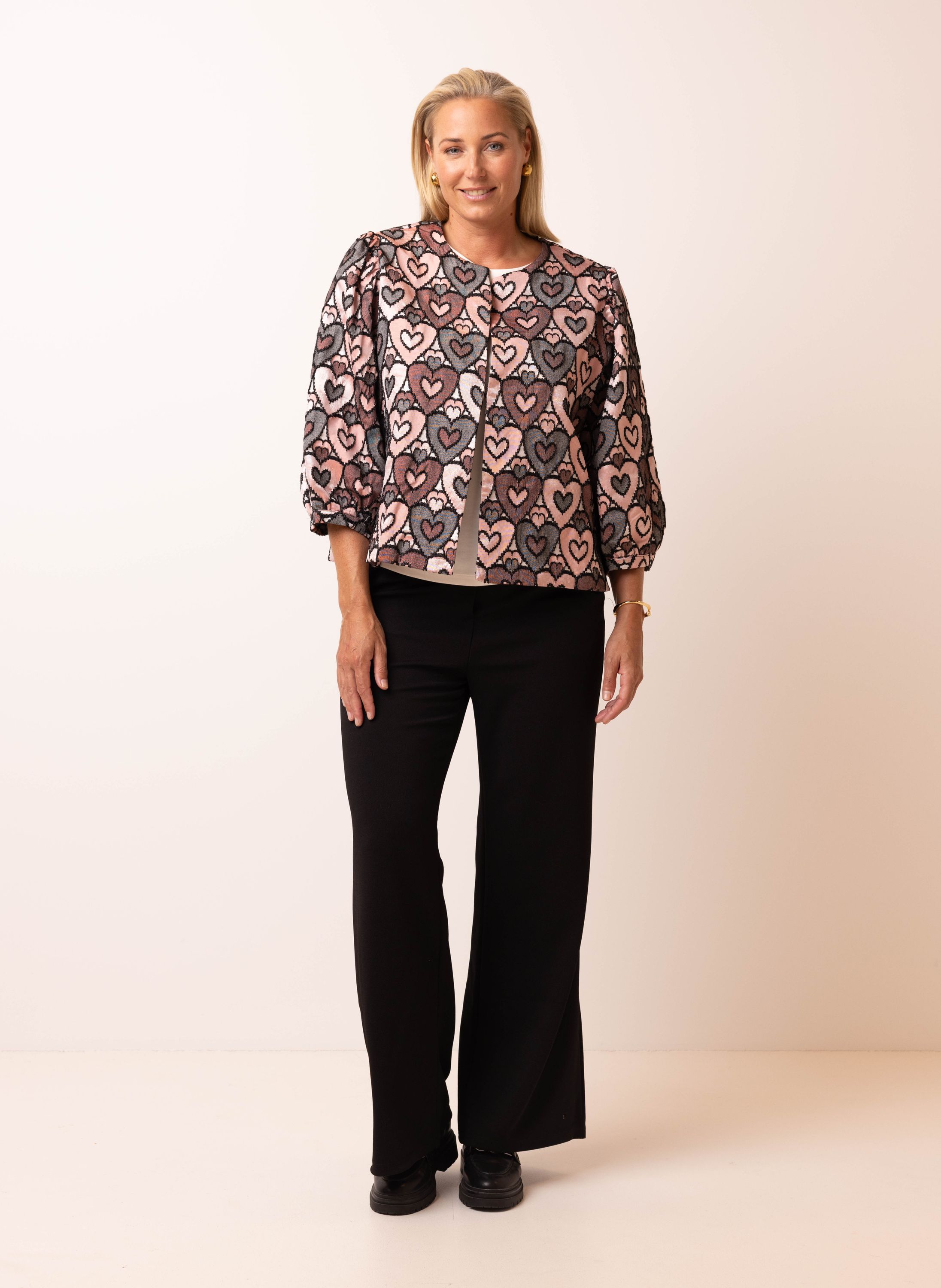Norah Roze jasje met hartjes pink multicolor 217595-920-40